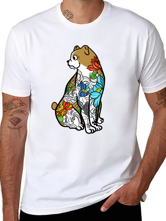 Dog Tattoo Art Graphic Black T-Shirt