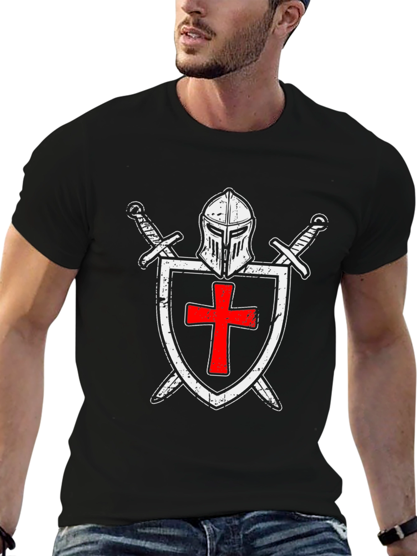Crusader Knight T-Shirt: Medieval Templar Shield Tee