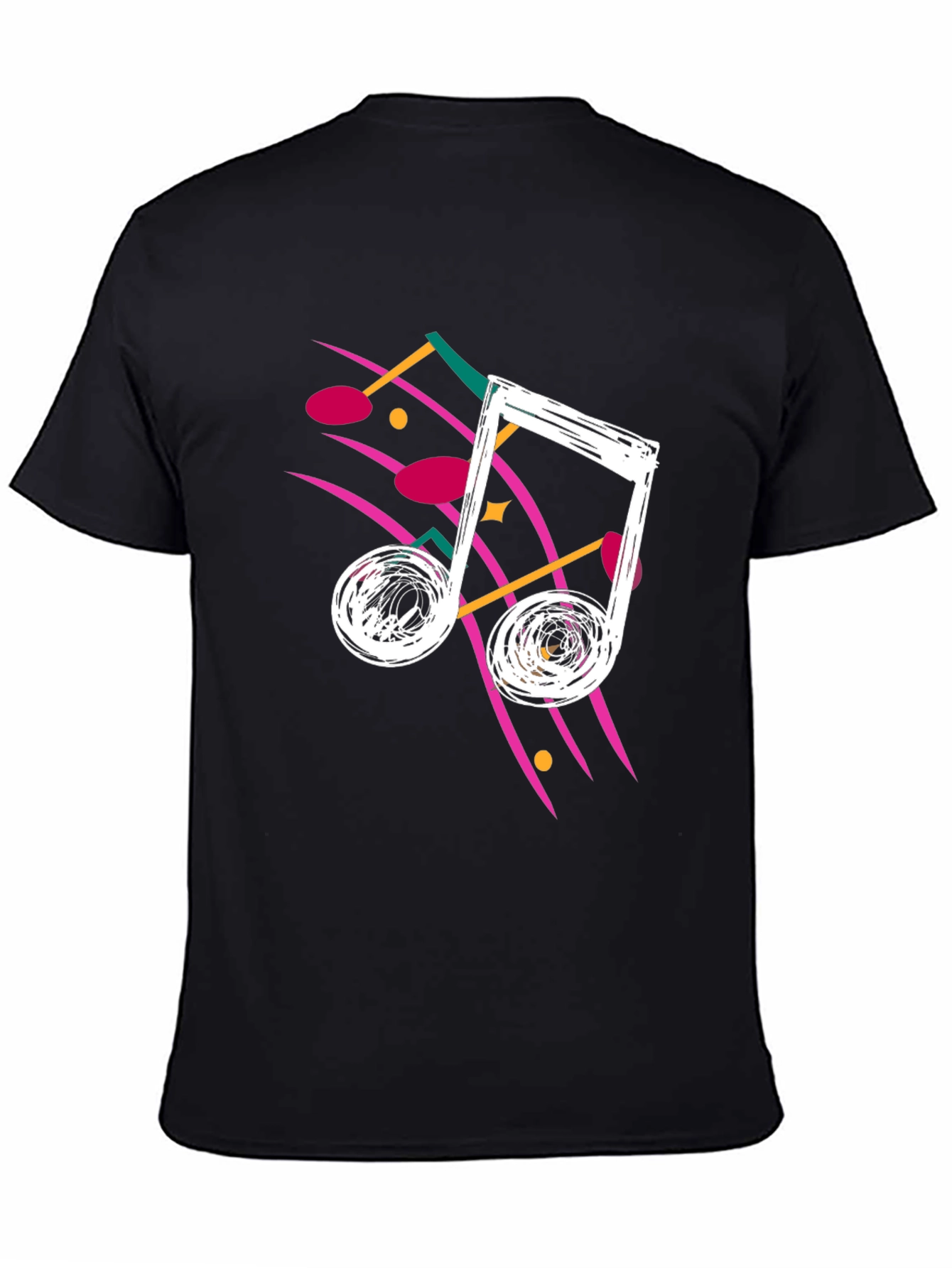 Retro Music Note Graphic Tee - Black