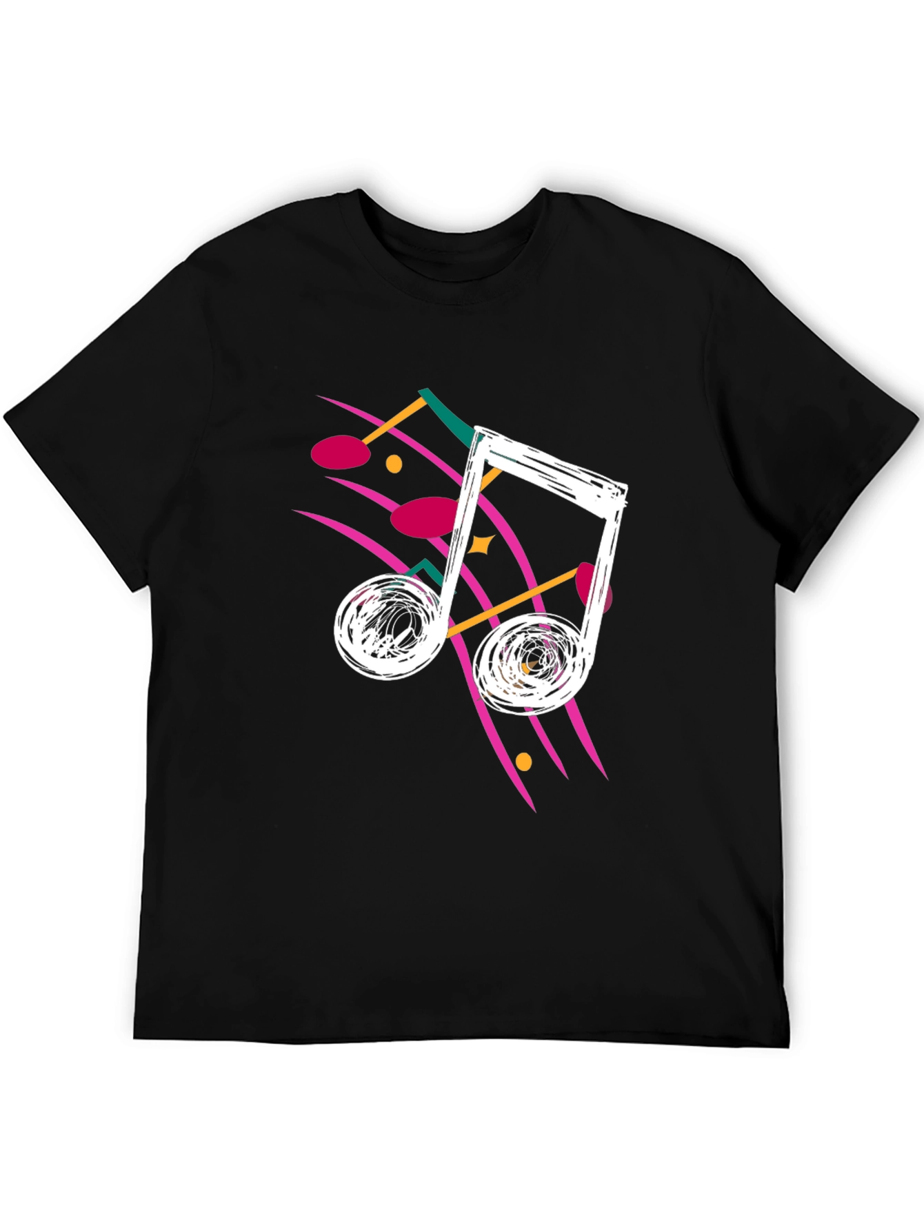 Retro Music Note Graphic Tee - Black