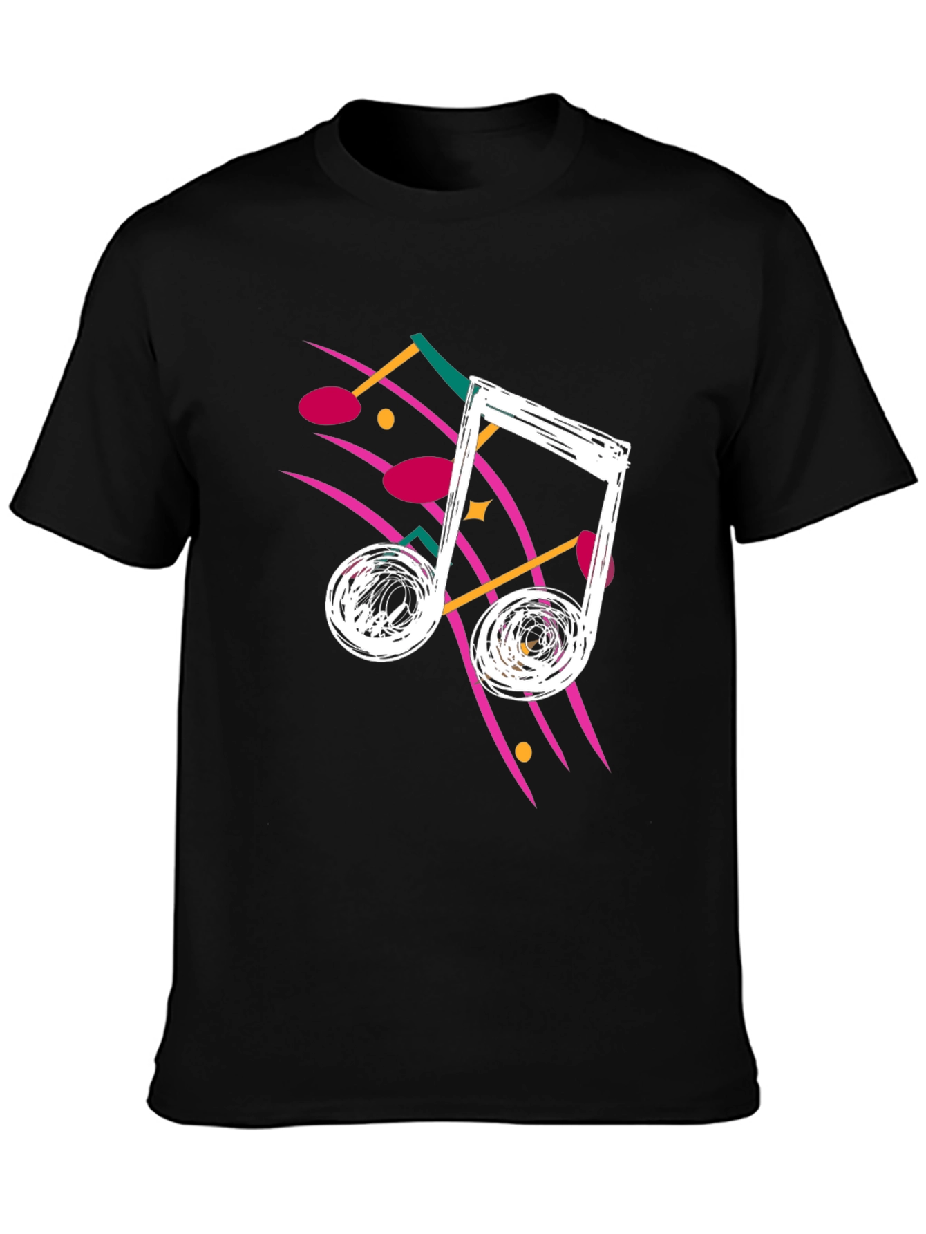 Retro Music Note Graphic Tee - Black