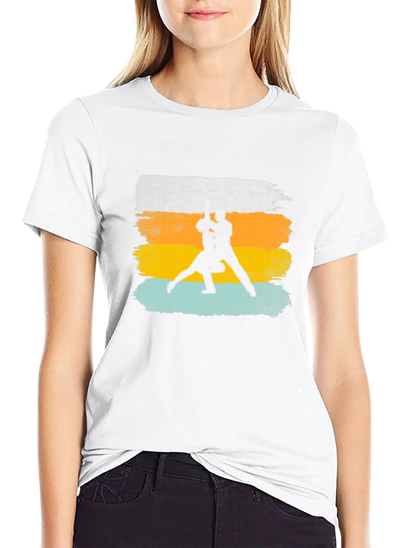 Dancing Silhouette Graphic Tee - Retro Style