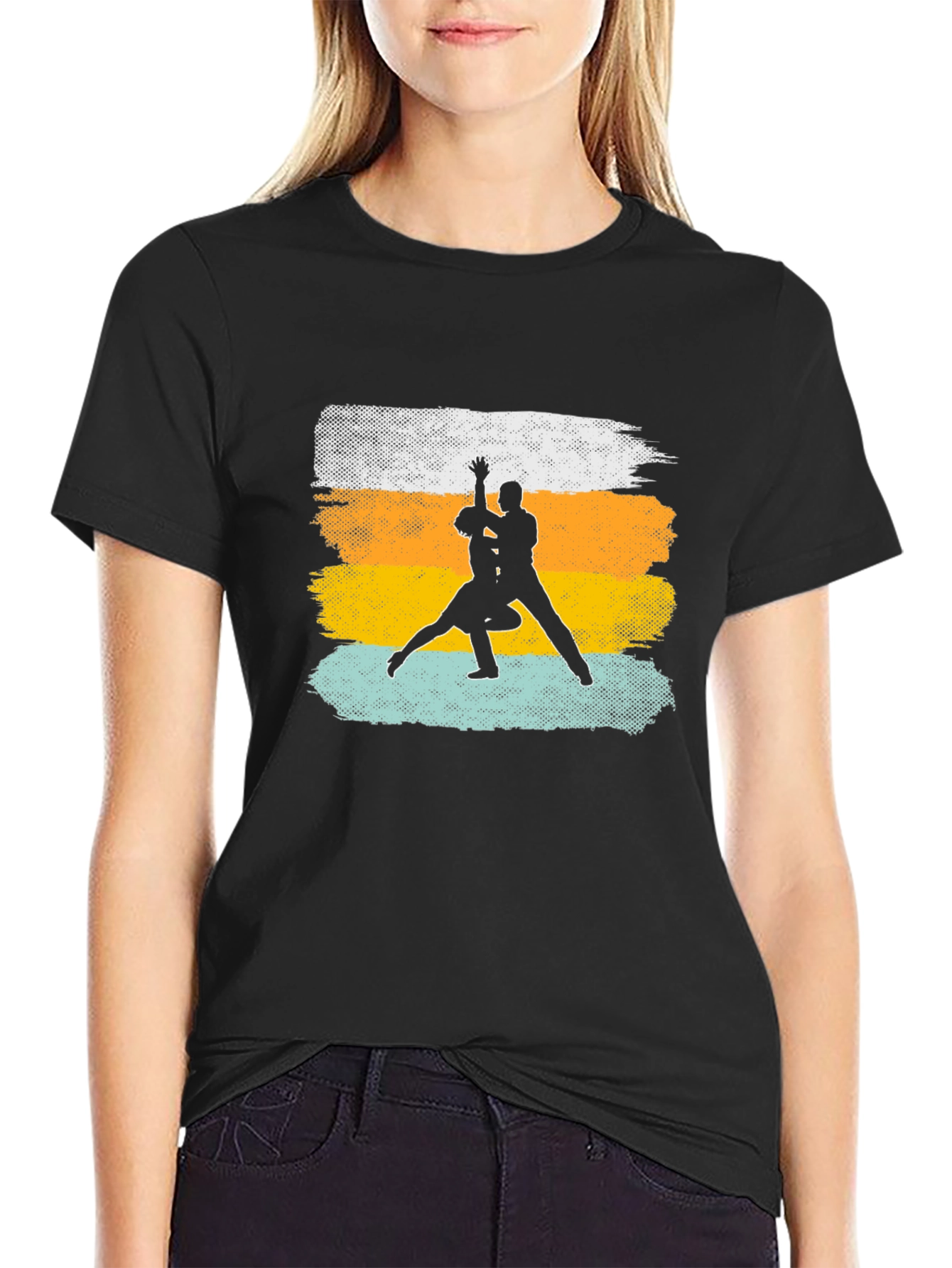Dancing Silhouette Graphic Tee - Retro Style
