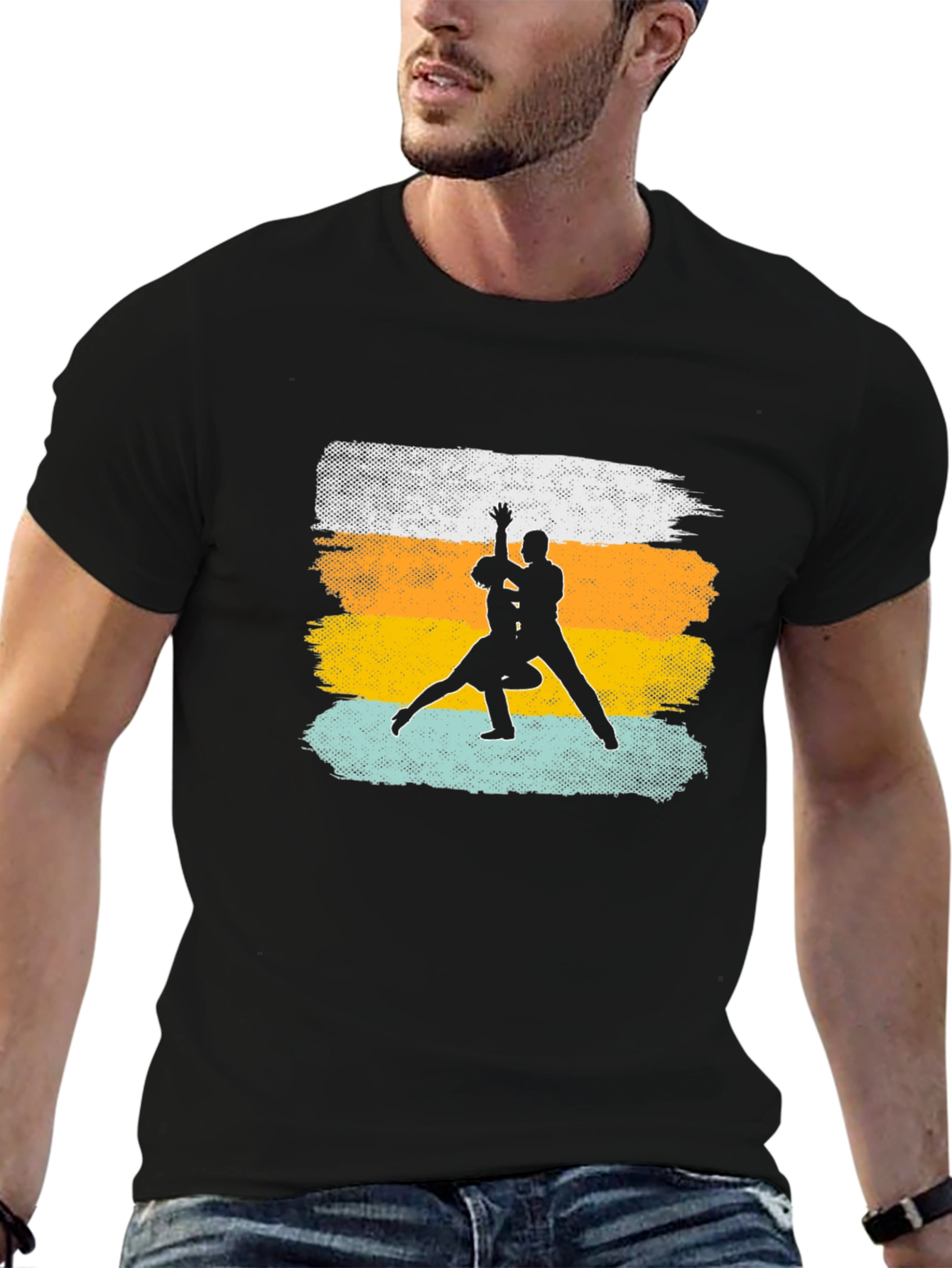 Dancing Silhouette Graphic Tee - Retro Style