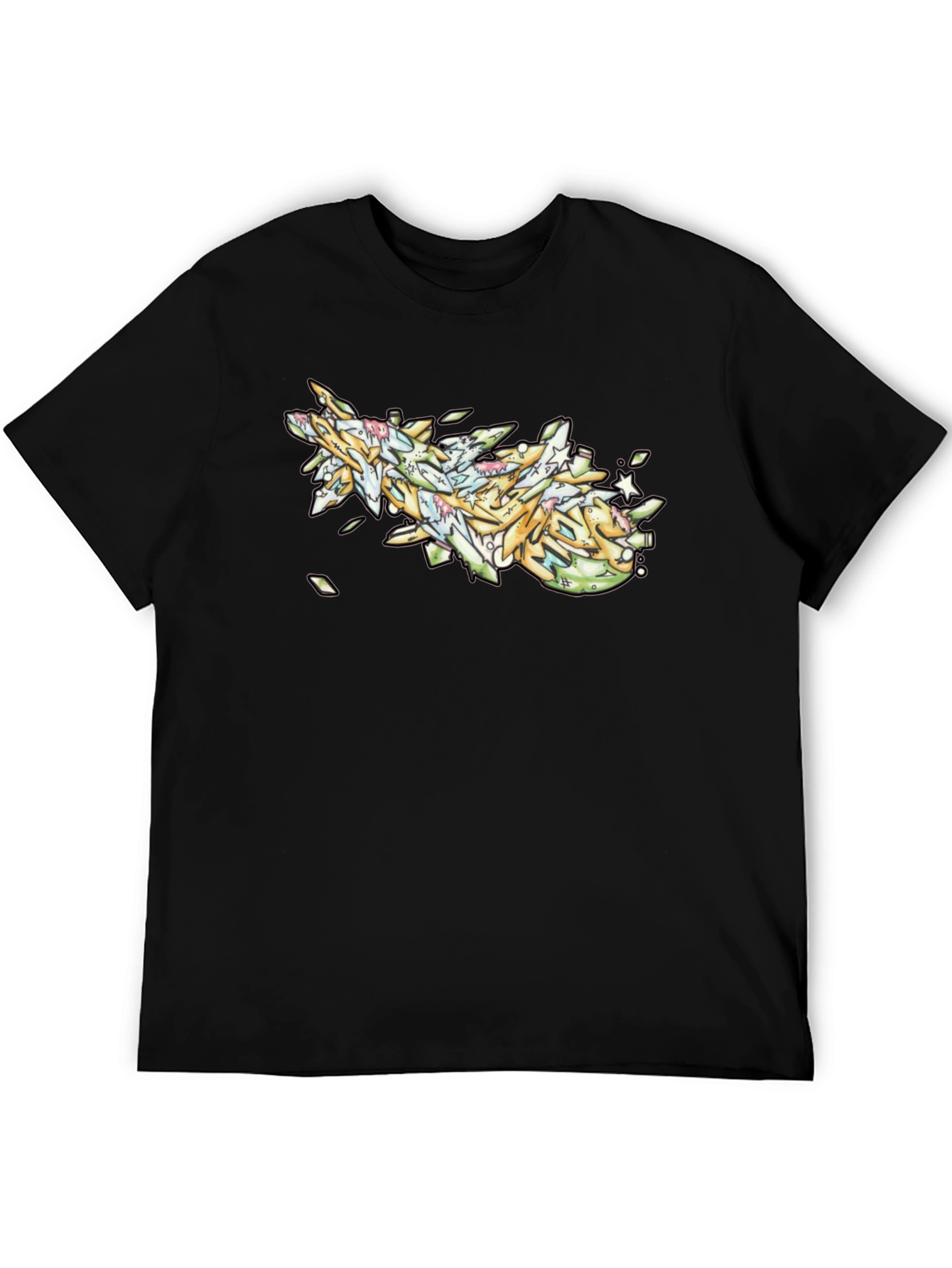 Graffiti Art Black Cotton T-Shirt