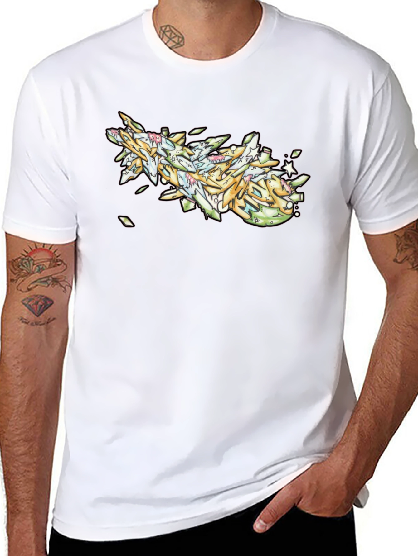 Graffiti Art Black Cotton T-Shirt