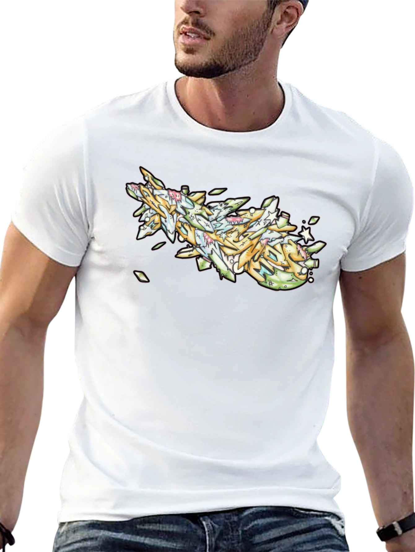Graffiti Art Black Cotton T-Shirt