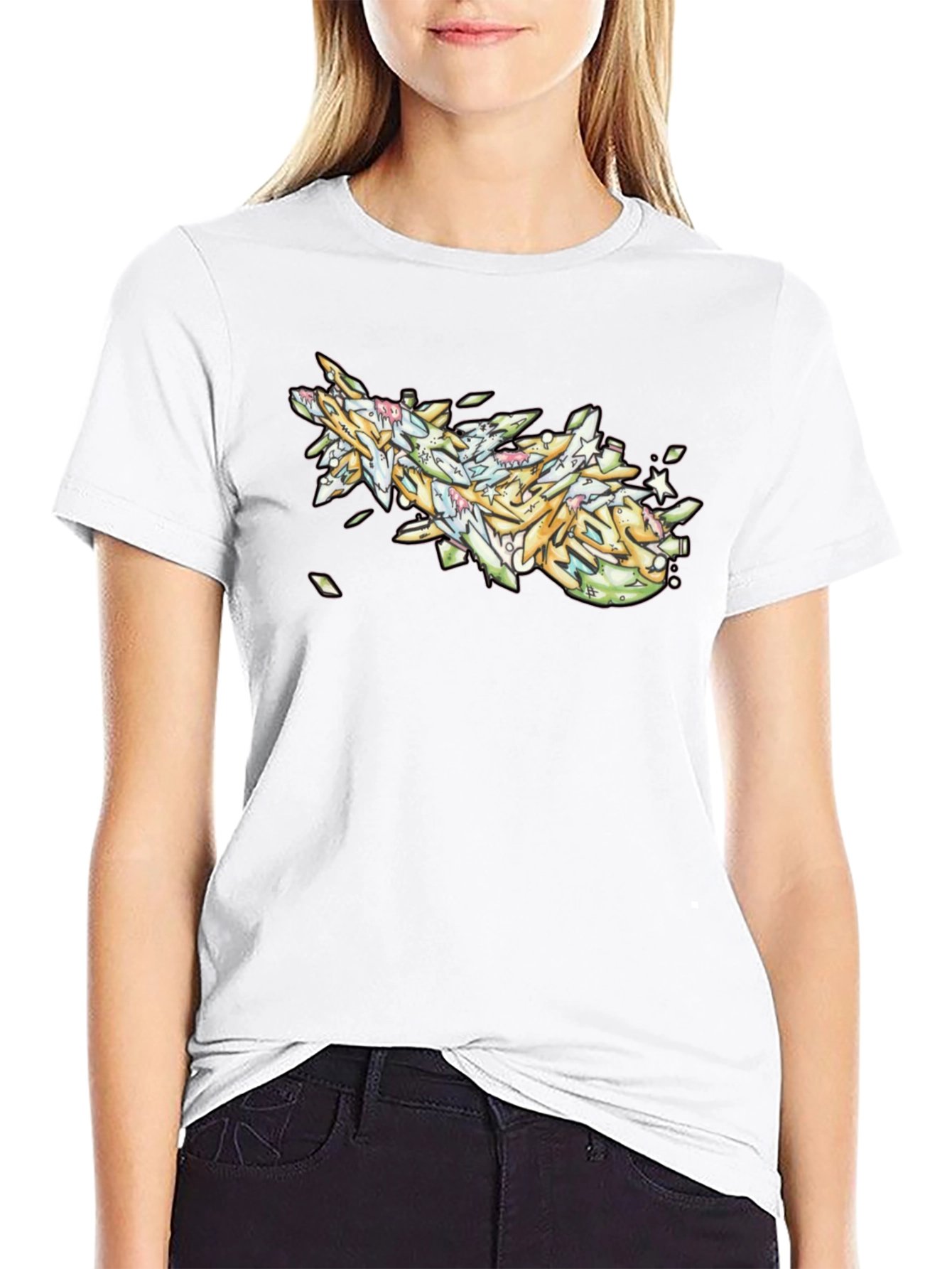 Graffiti Art Black Cotton T-Shirt