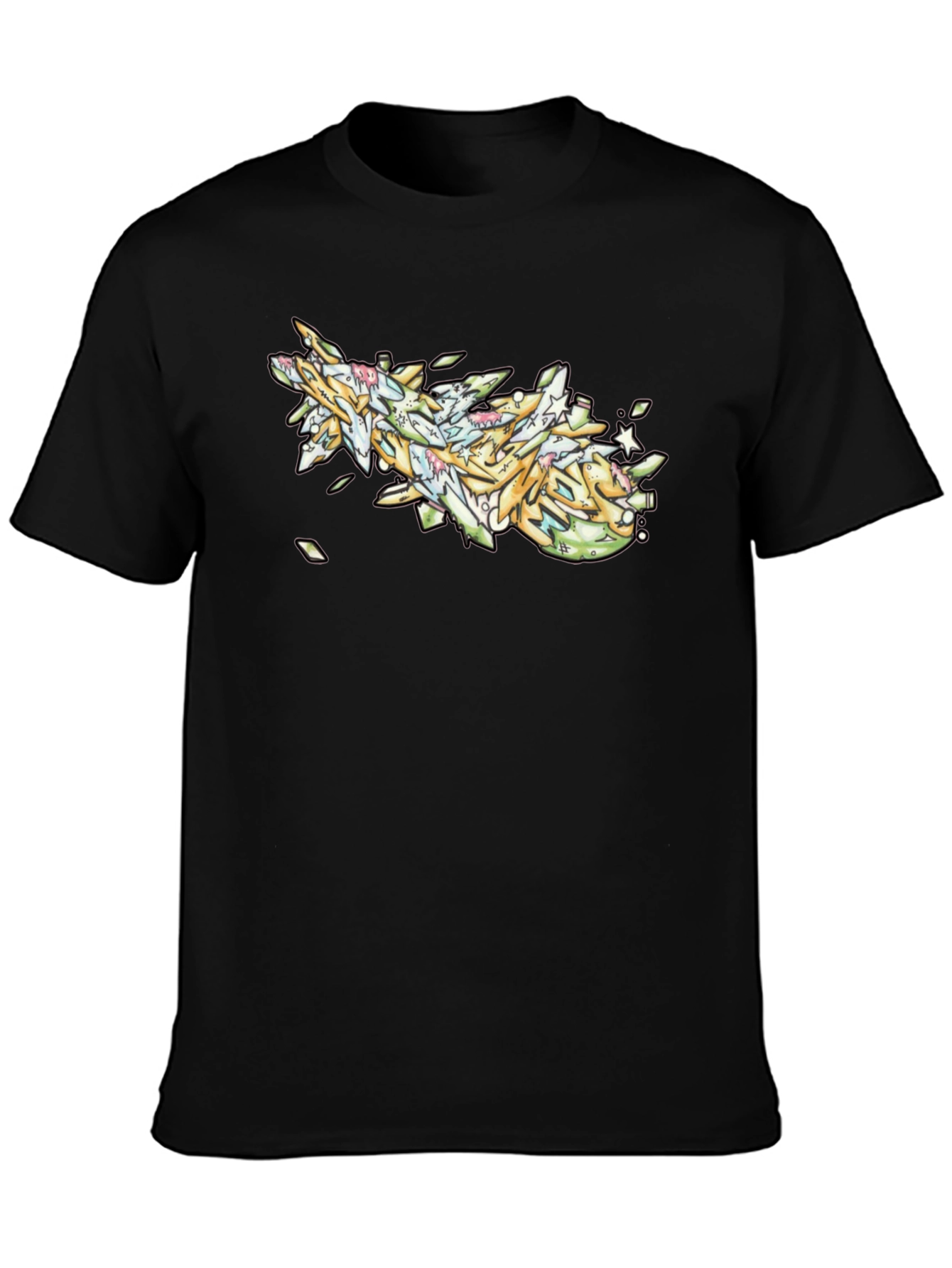 Graffiti Art Black Cotton T-Shirt