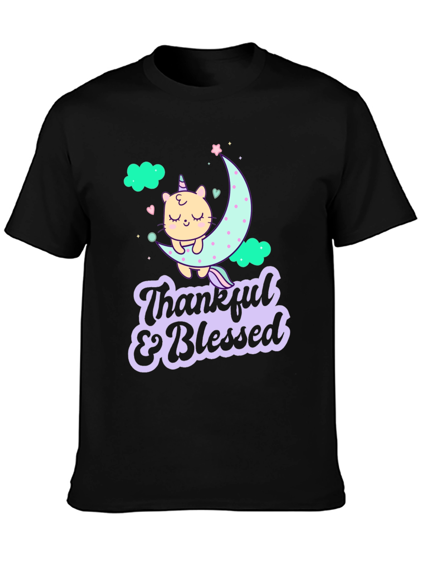 Thankful & Blessed Unicorn Cat T-Shirt