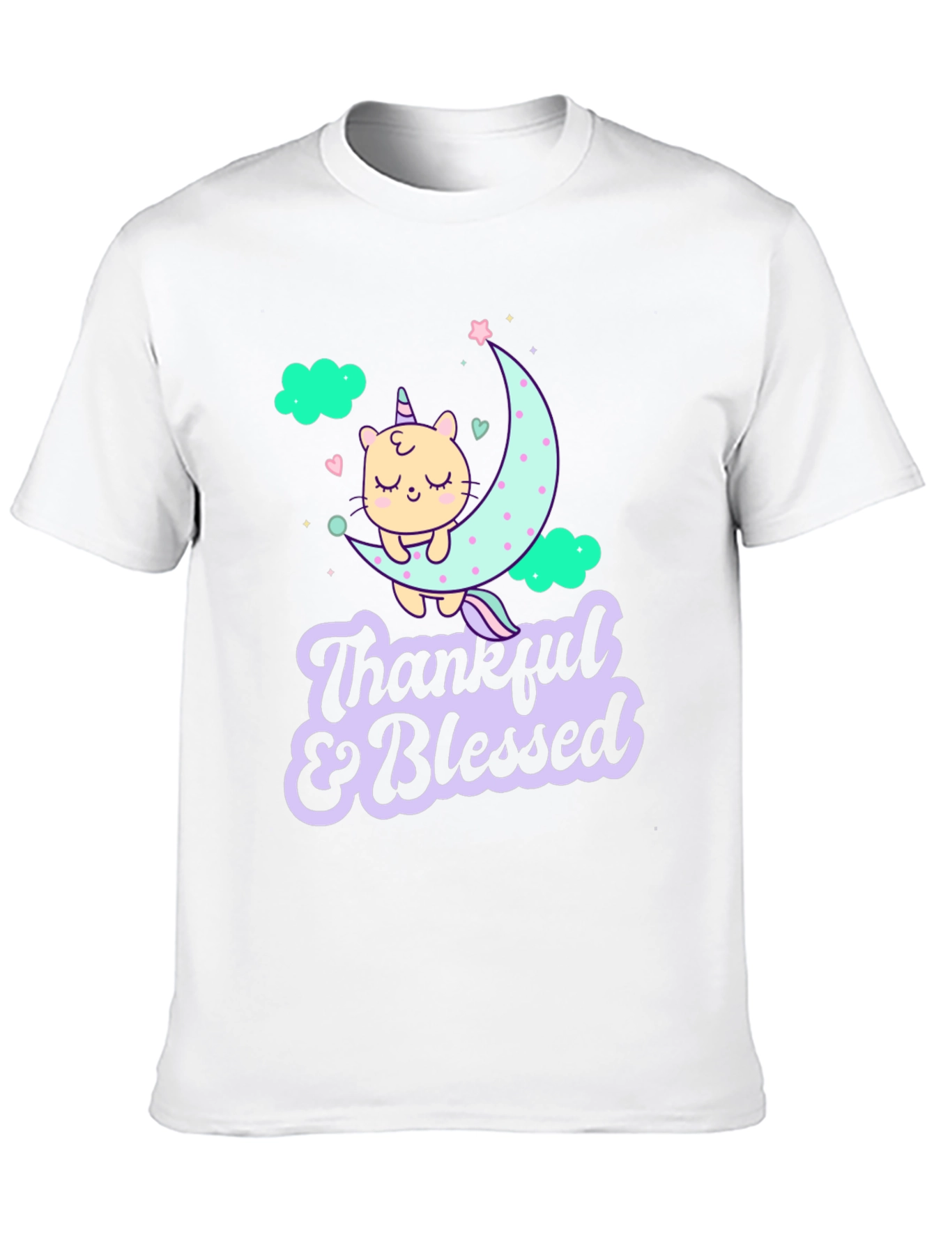 Thankful & Blessed Unicorn Cat T-Shirt