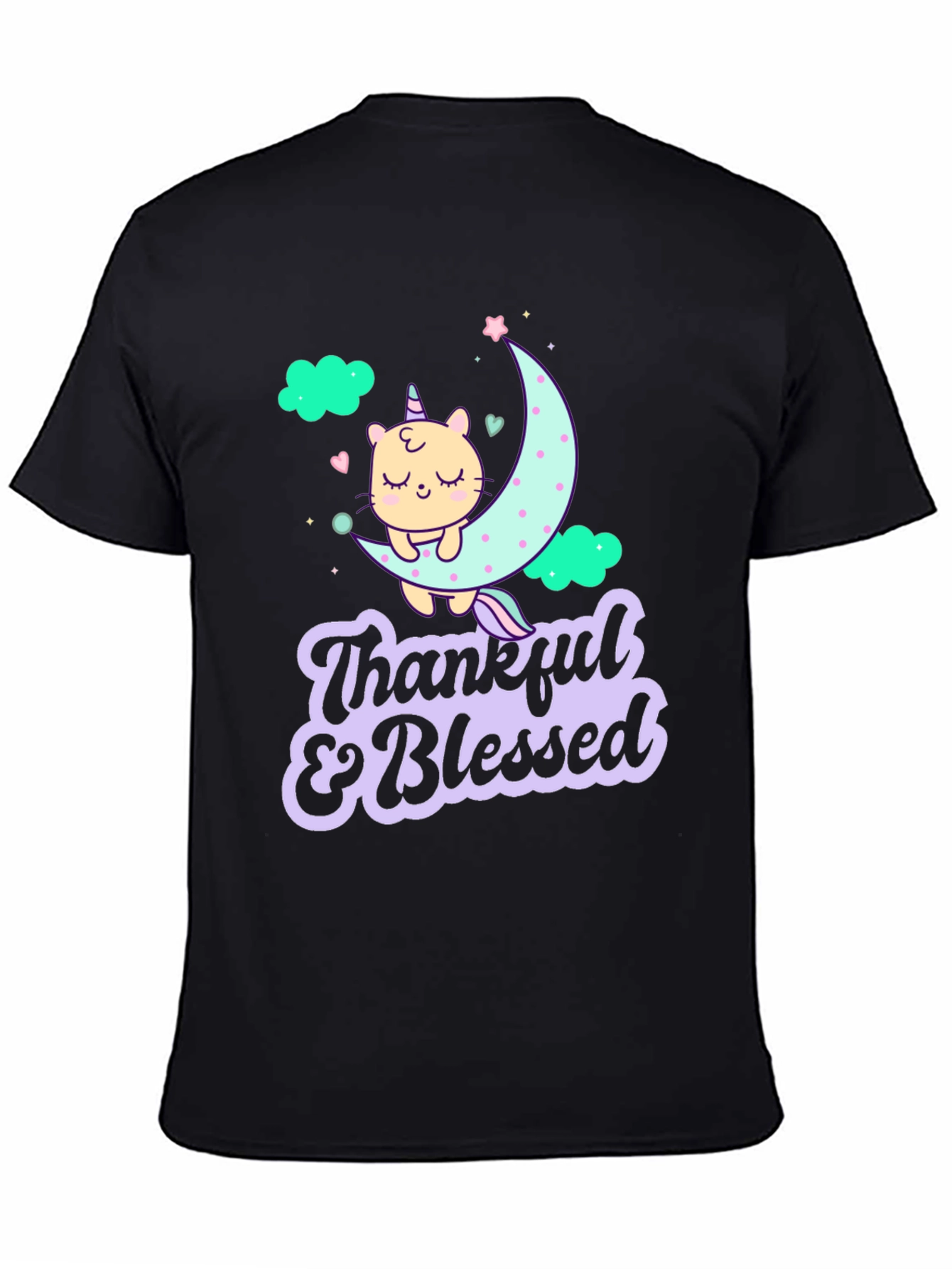 Thankful & Blessed Unicorn Cat T-Shirt