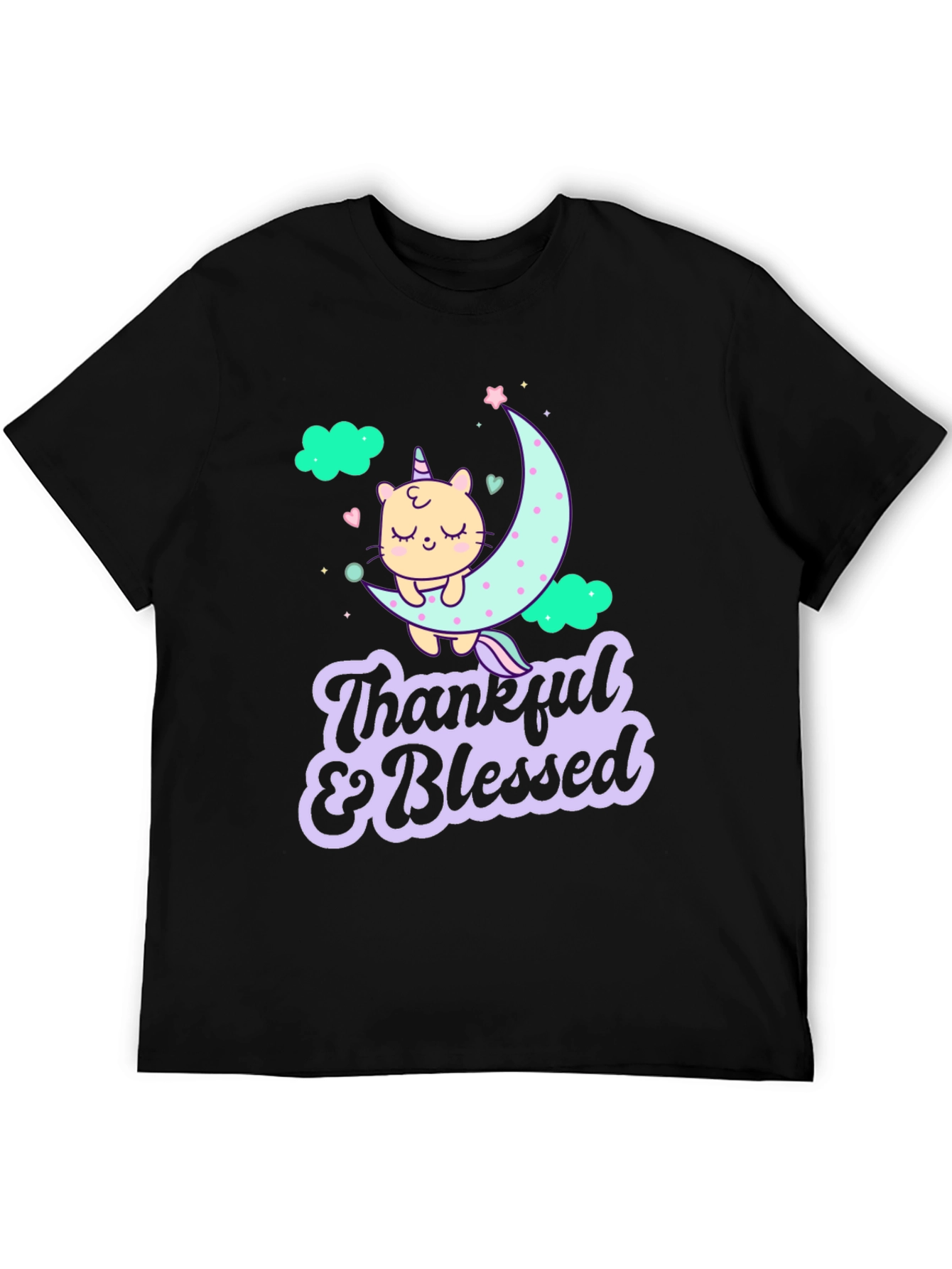 Thankful & Blessed Unicorn Cat T-Shirt