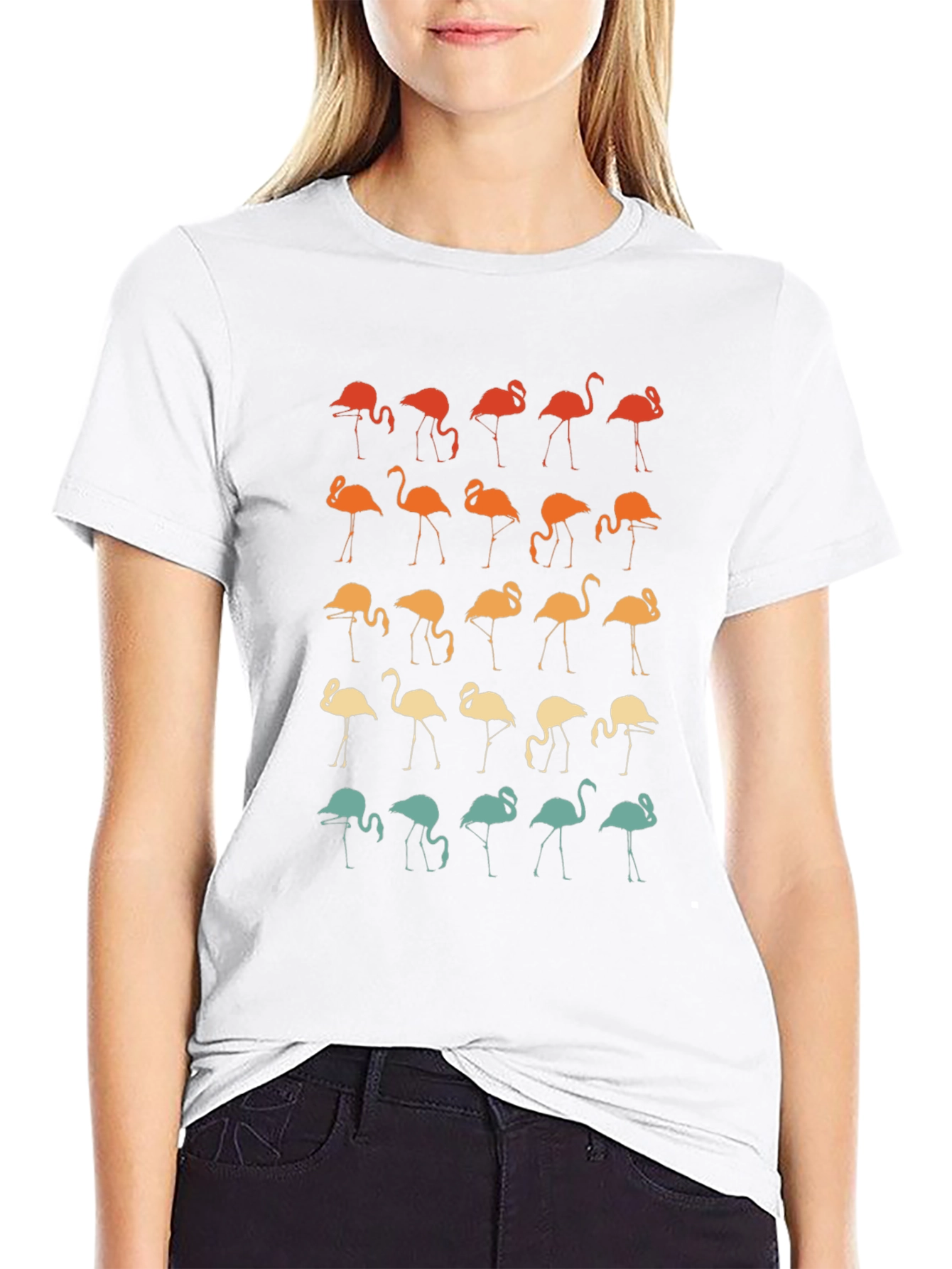 Retro Flamingo Pattern T-Shirt