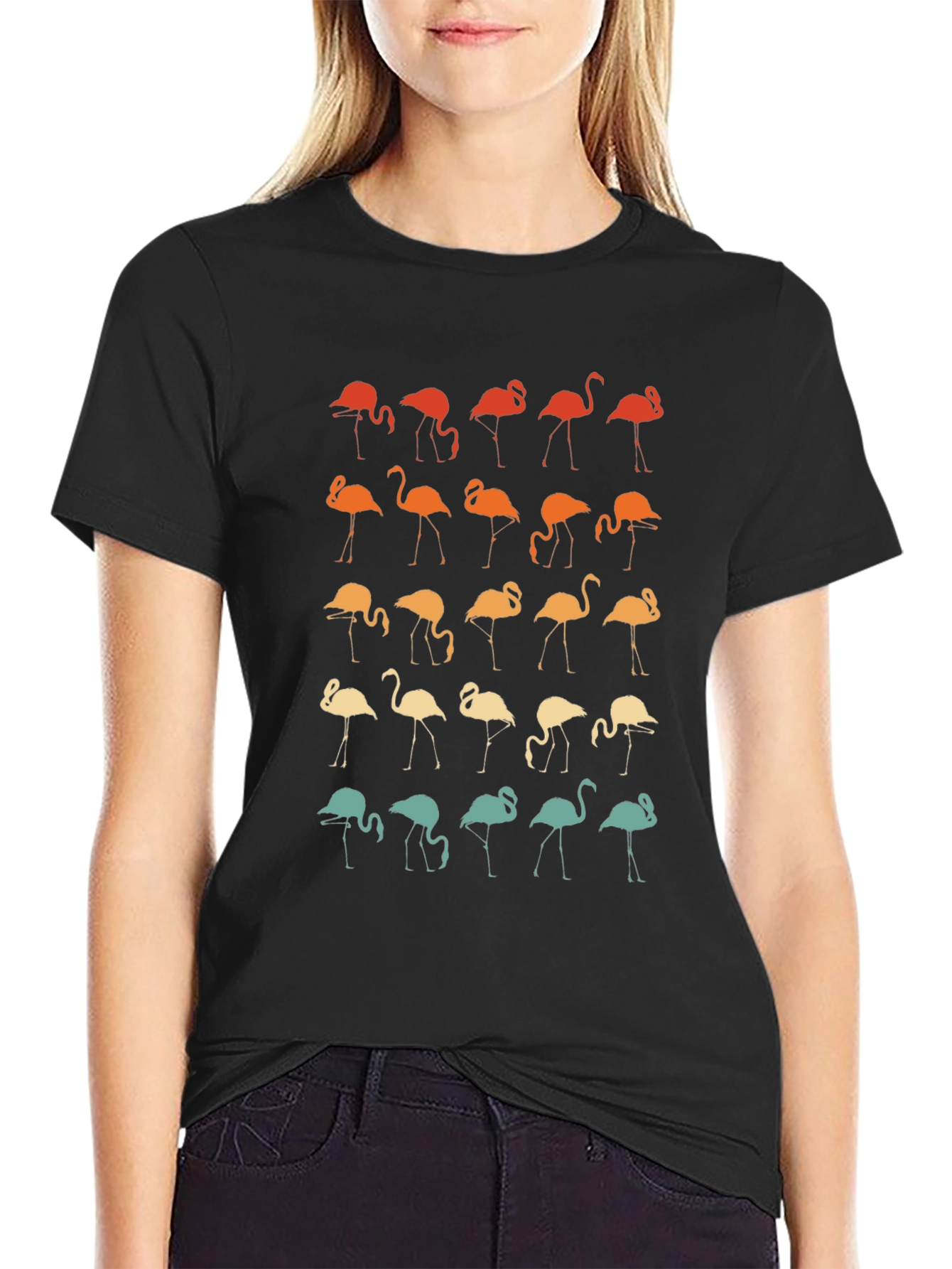 Retro Flamingo Pattern T-Shirt