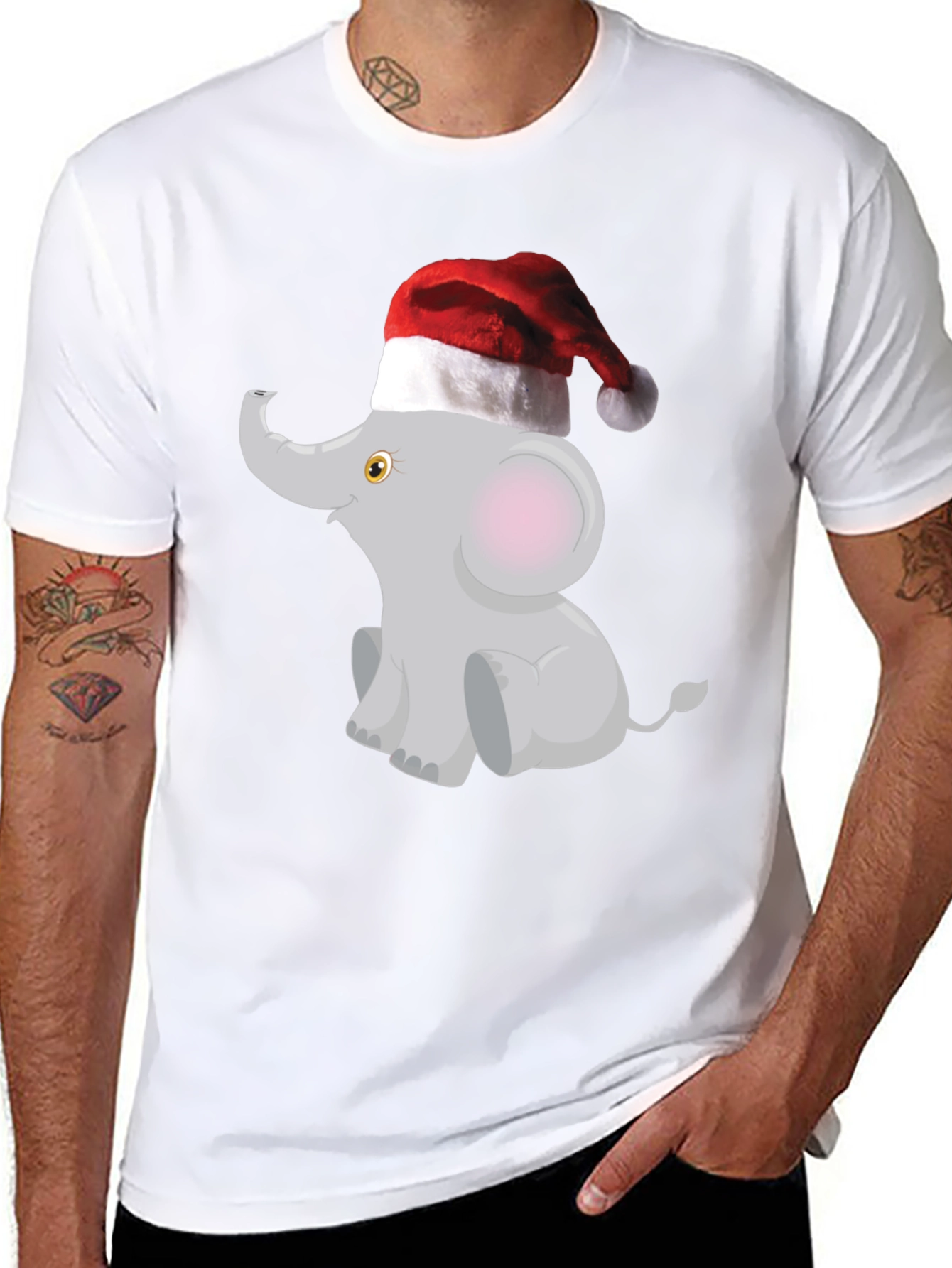 Festive Elephant Tee - Christmas Holiday Shirt