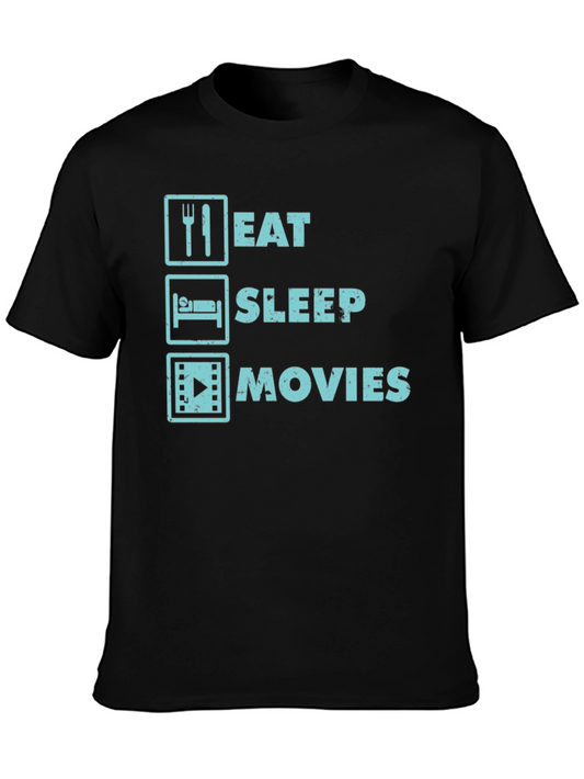 Eat Sleep Movies Graphic Tee - Movie Lovers T-Shirt