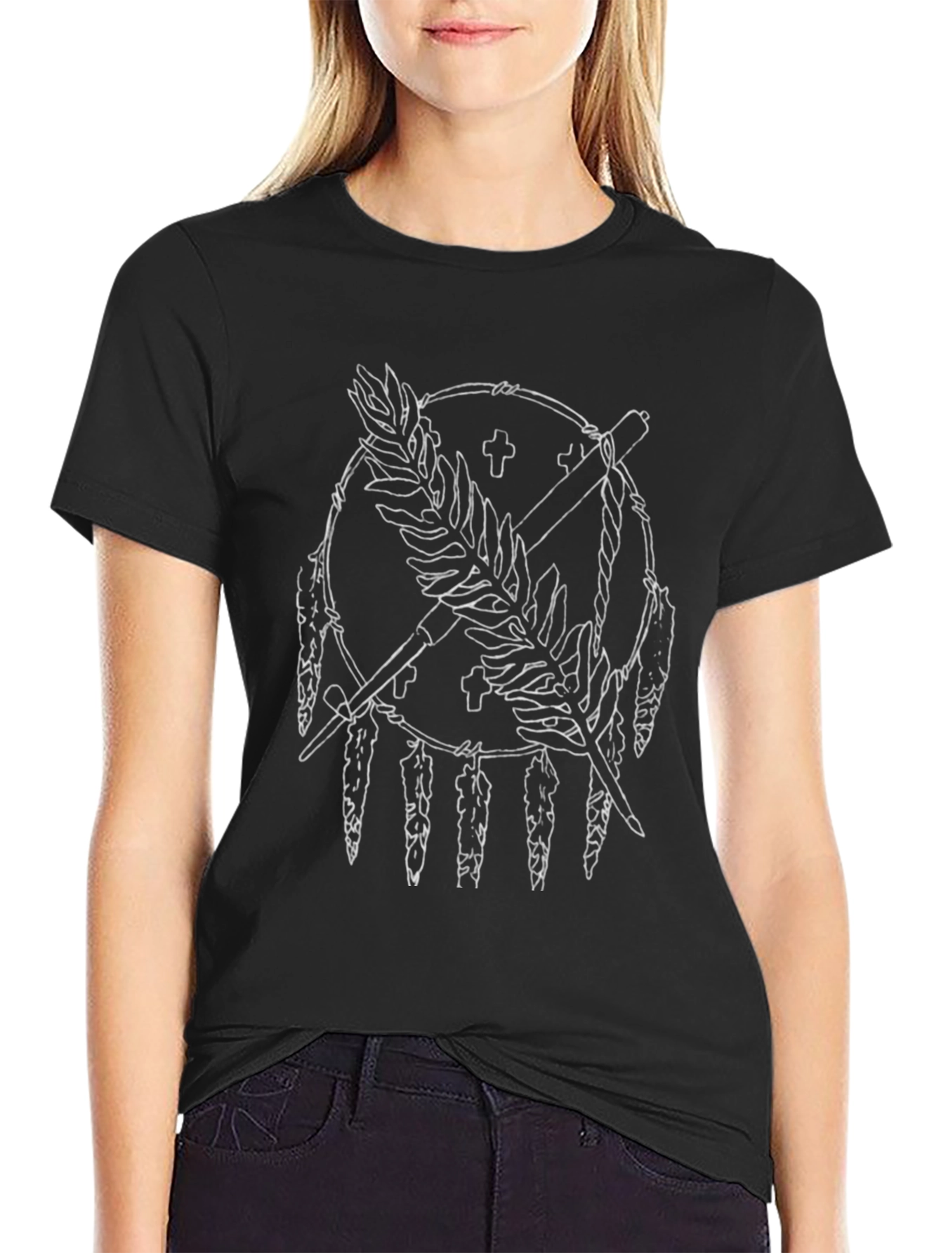 Dreamcatcher Graphic Tee - Black Cotton Blend