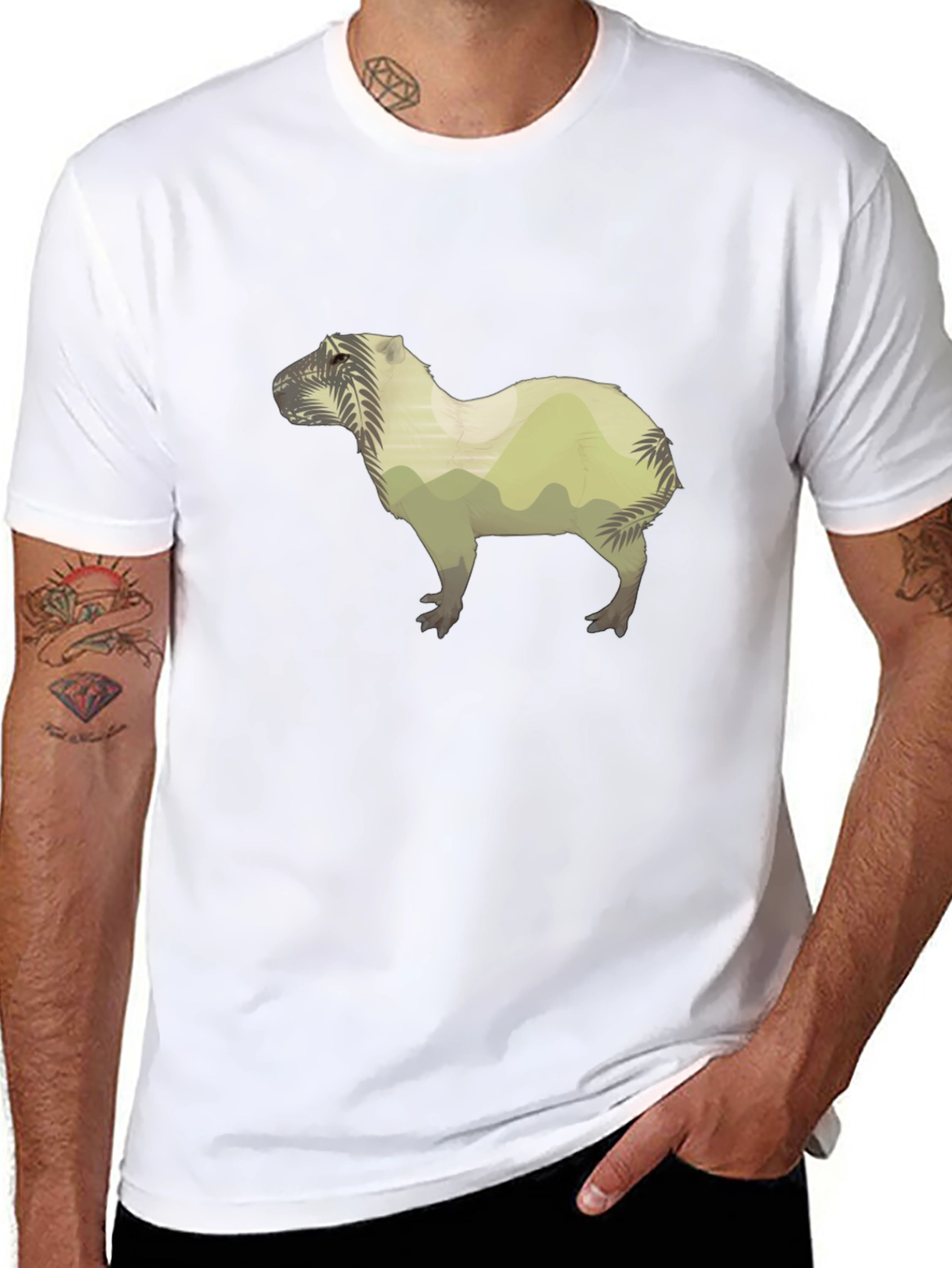 Nature Capybara Graphic Tee - Black