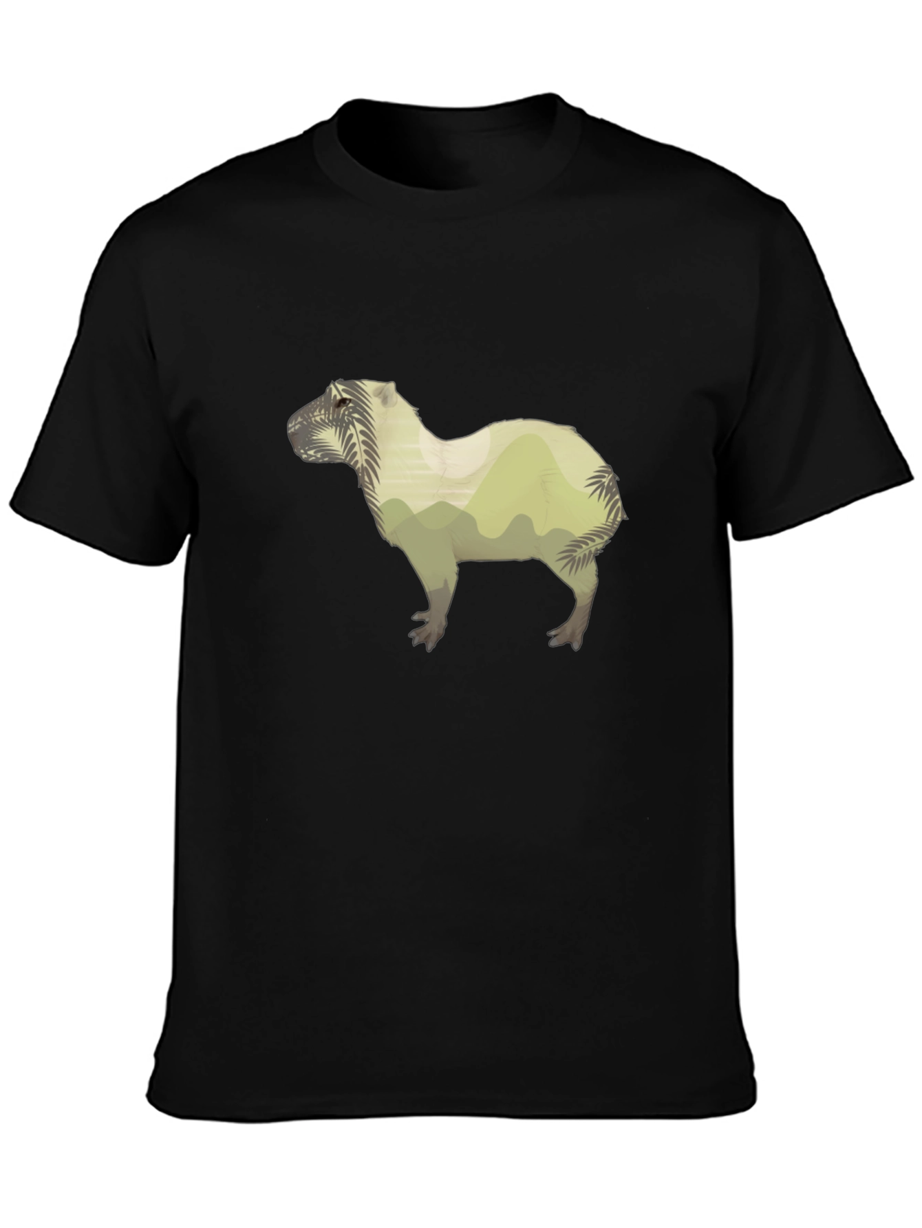 Nature Capybara Graphic Tee - Black