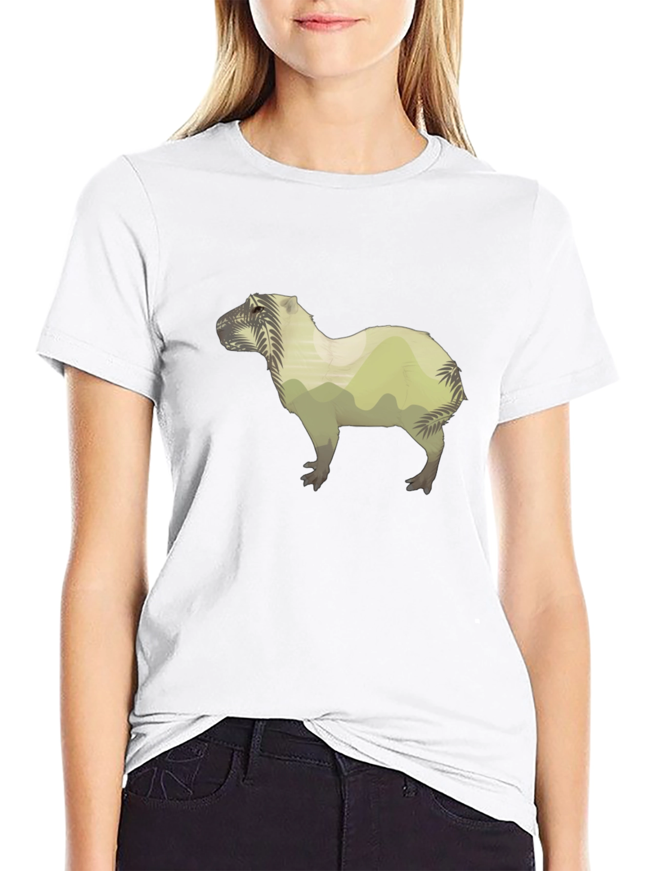Nature Capybara Graphic Tee - Black
