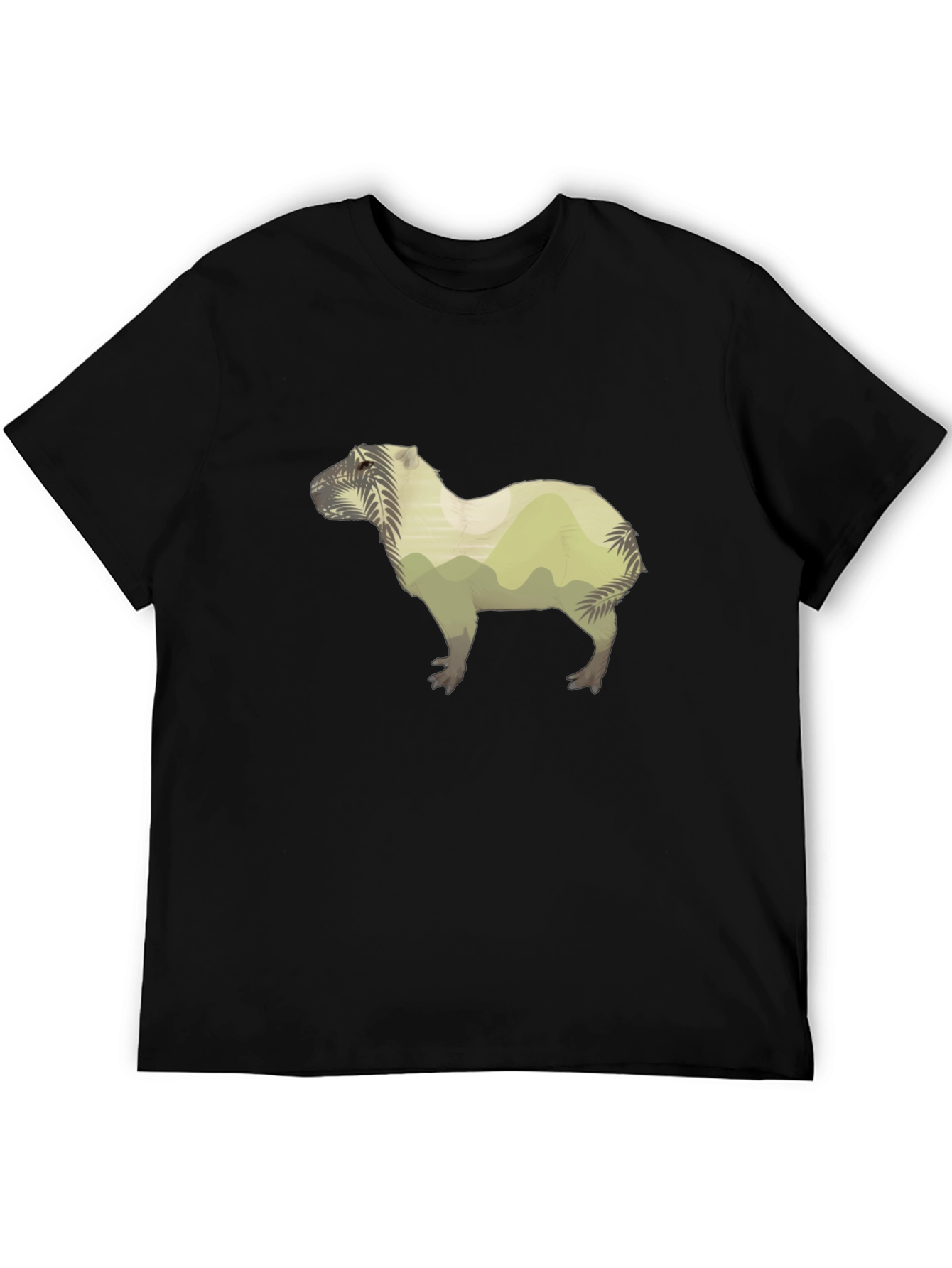 Nature Capybara Graphic Tee - Black