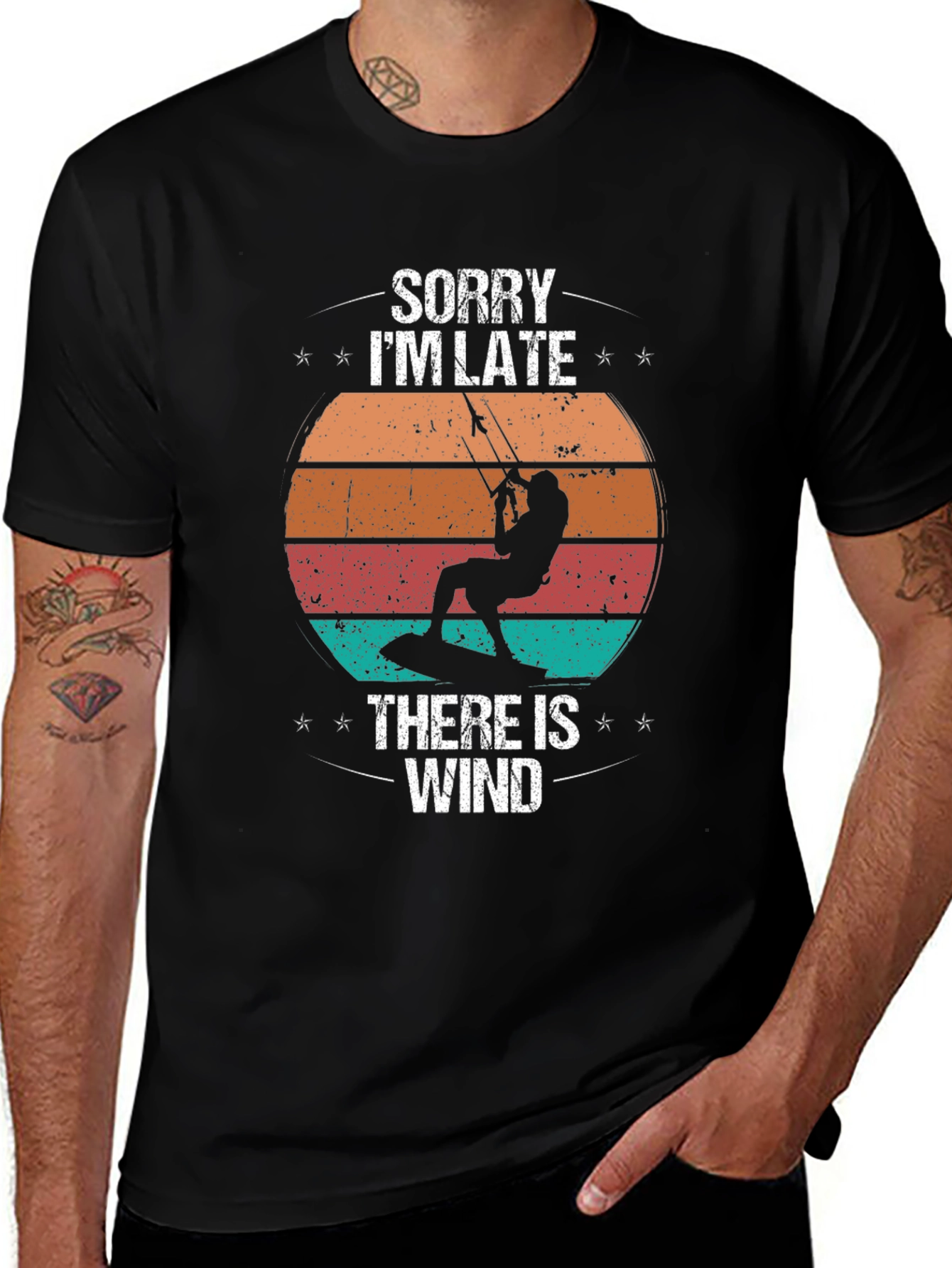 Sorry Im Late There Is Wind Kitesurfing T-Shirt