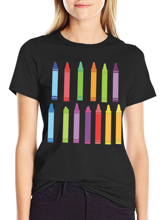 Colorful Crayon Graphic T-Shirt - Back to School