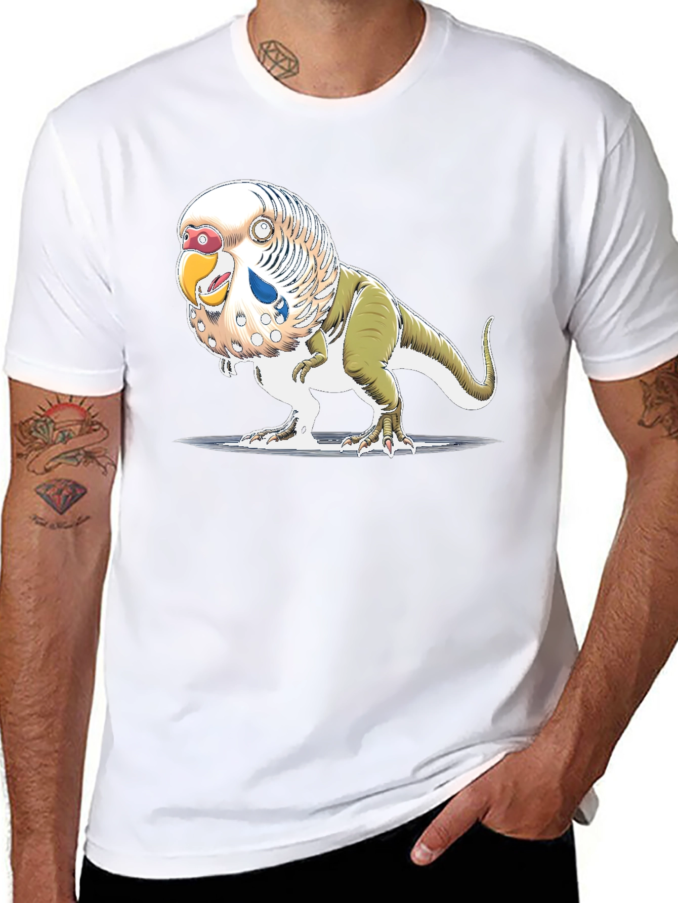 Parakeet Dinosaur T-Shirt - Unique Graphic Tee