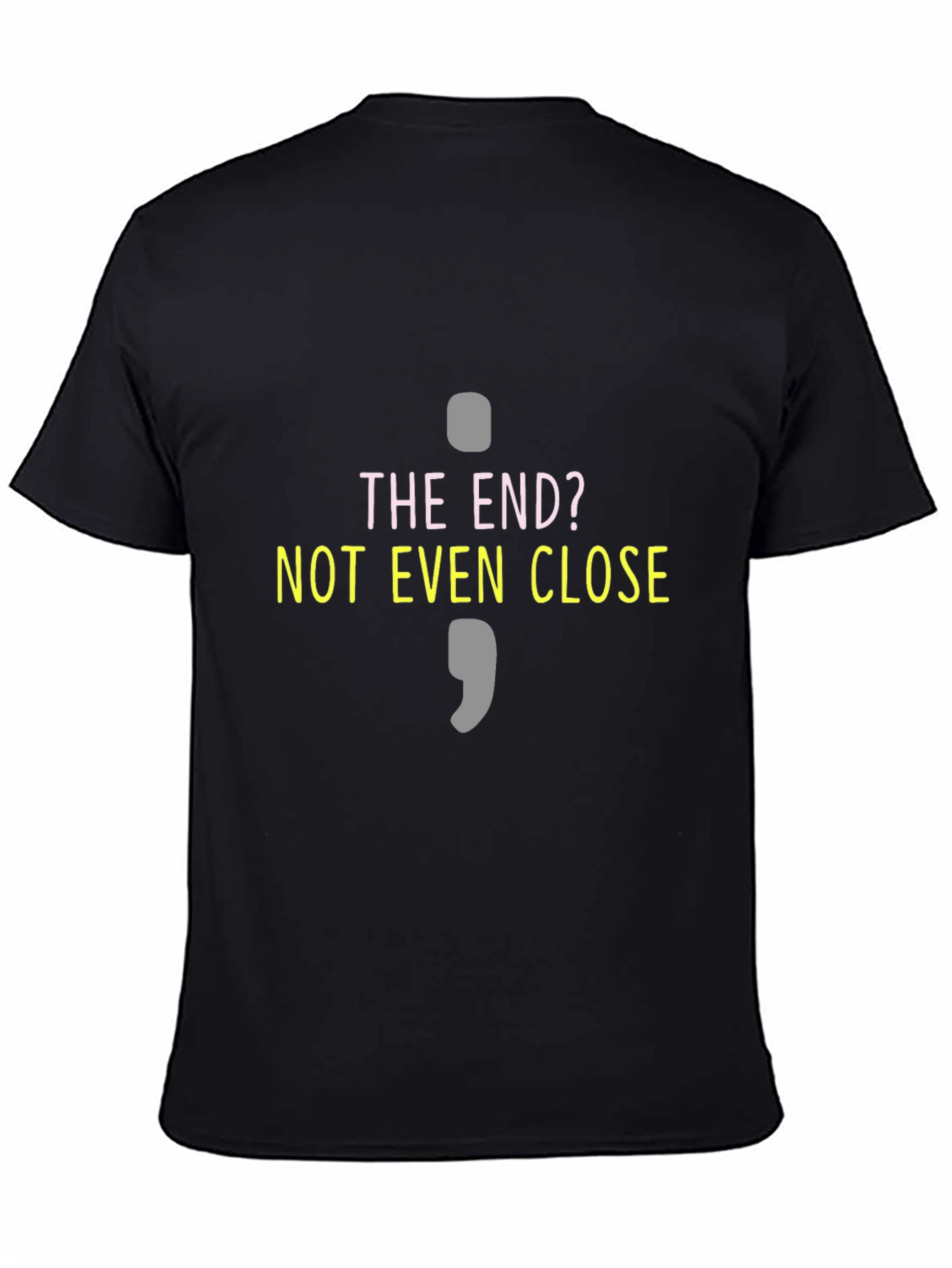 The End? Semicolon Graphic T-Shirt - Black Cotton Blend