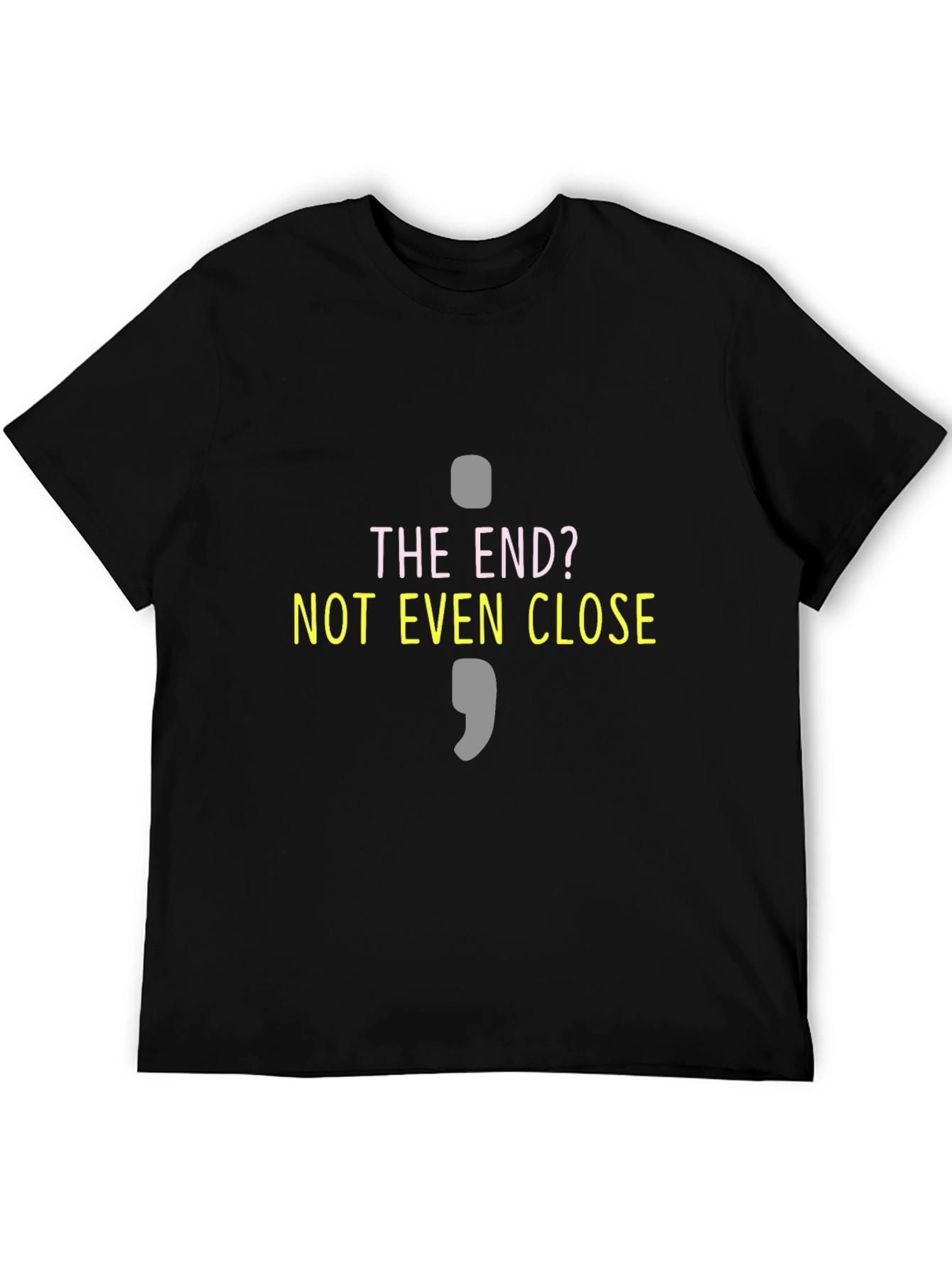 The End? Semicolon Graphic T-Shirt - Black Cotton Blend