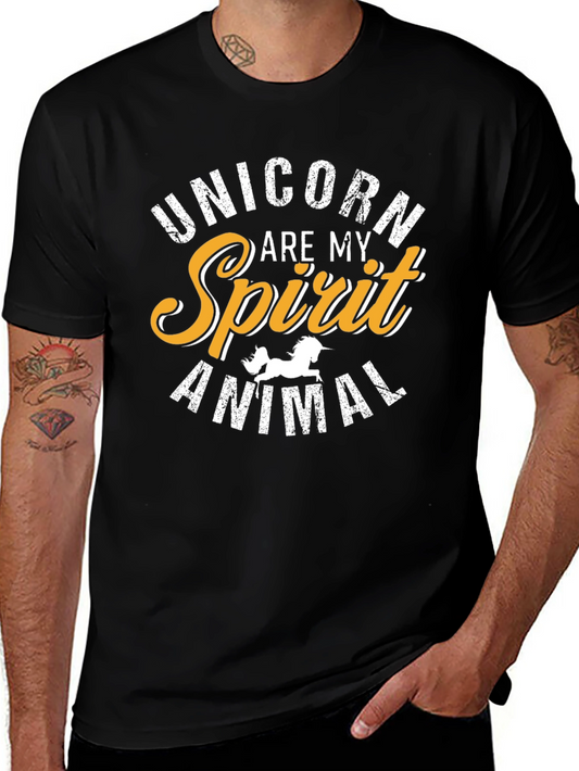 Unicorn Spirit Animal Graphic Tee - Black