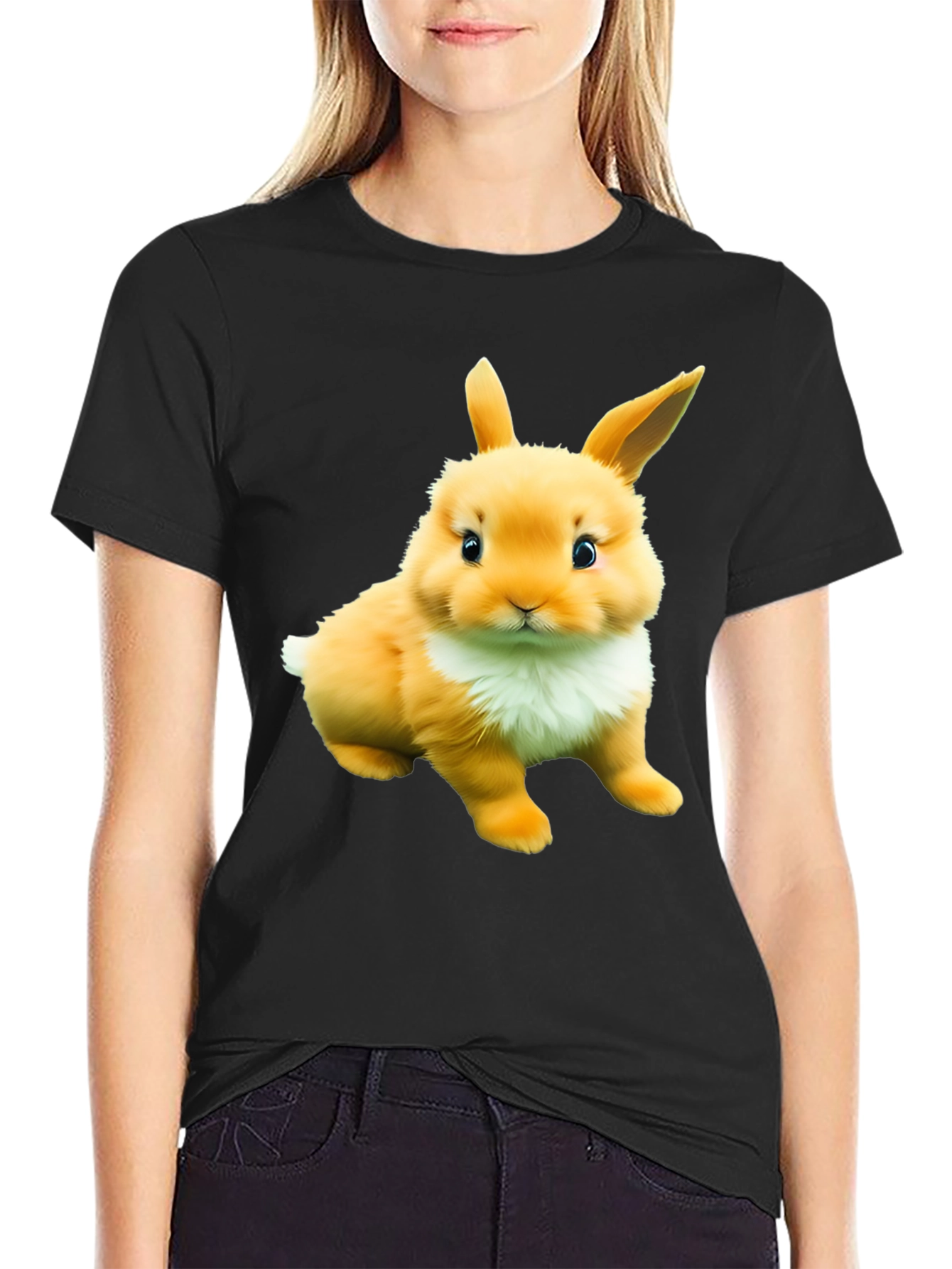 Cute Bunny Graphic Tee - Soft Cotton Blend Shirt
