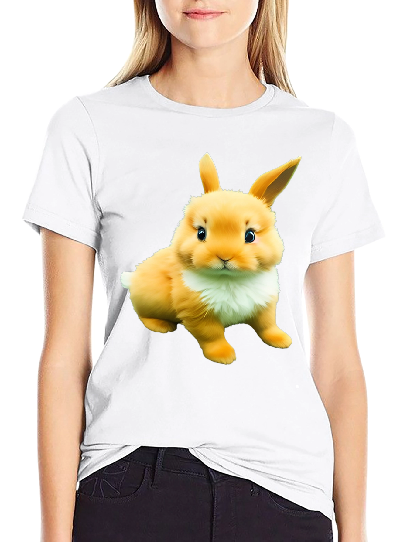 Cute Bunny Graphic Tee - Soft Cotton Blend Shirt