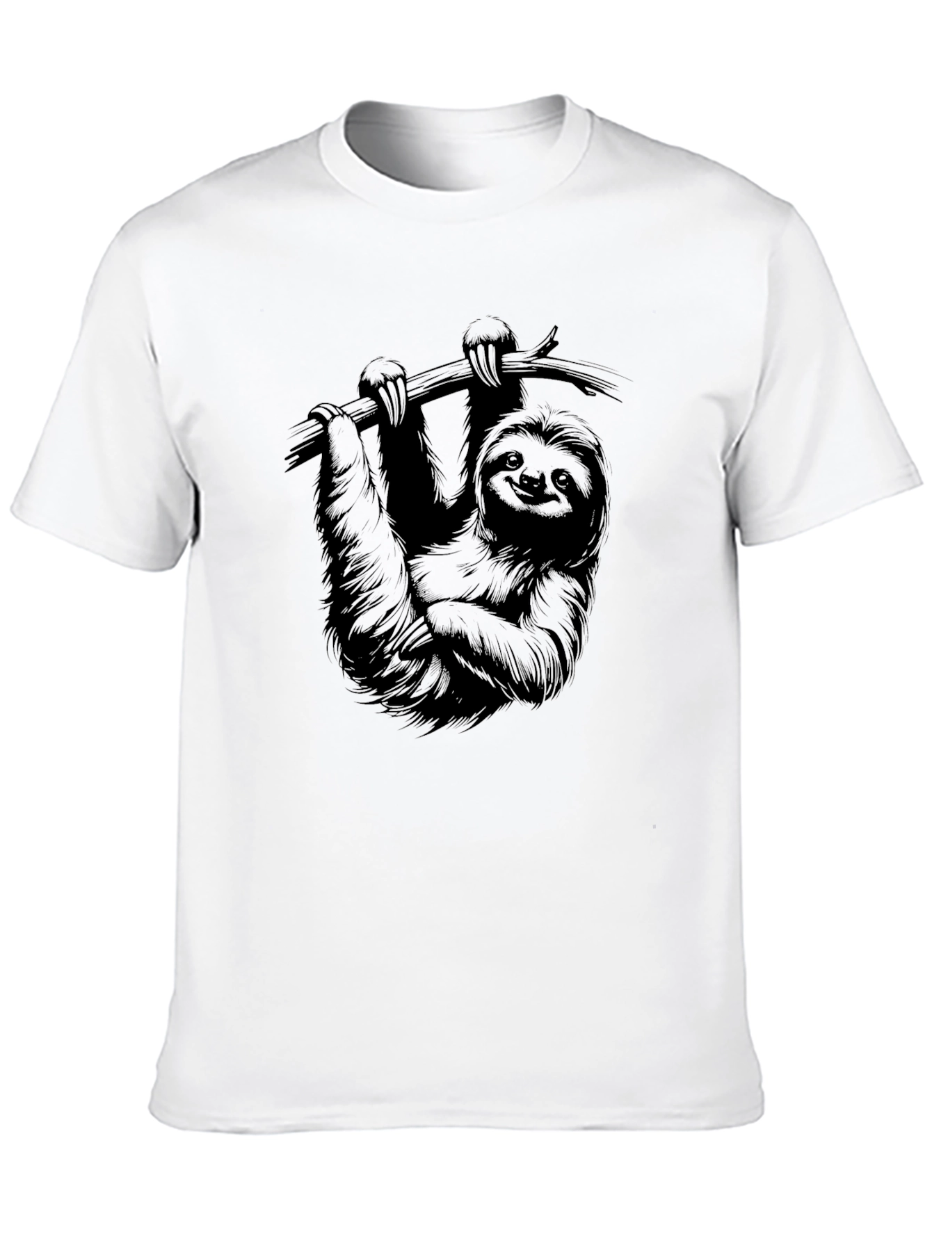 Sloth Graphic Print Mens T-Shirt - Black