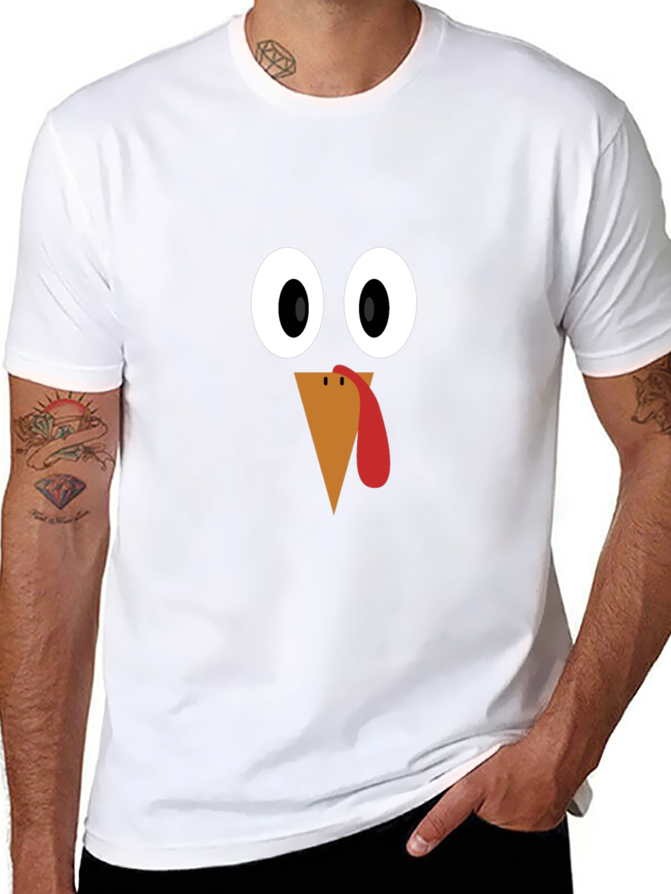 Thanksgiving Turkey Face T-Shirt - Festive Holiday Apparel