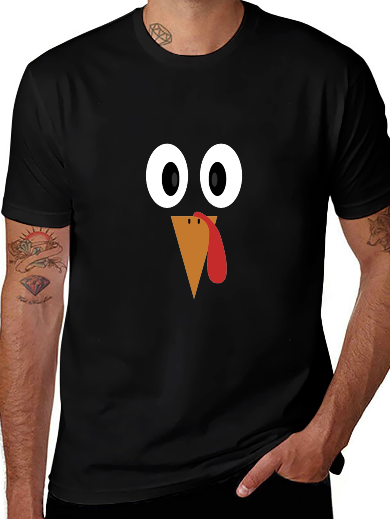 Thanksgiving Turkey Face T-Shirt - Festive Holiday Apparel