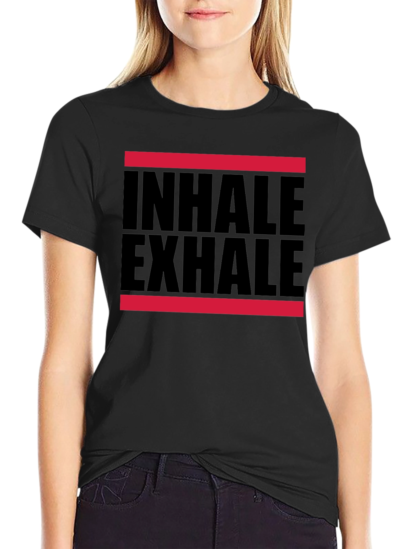 Inhale Exhale Graphic T-Shirt - Black