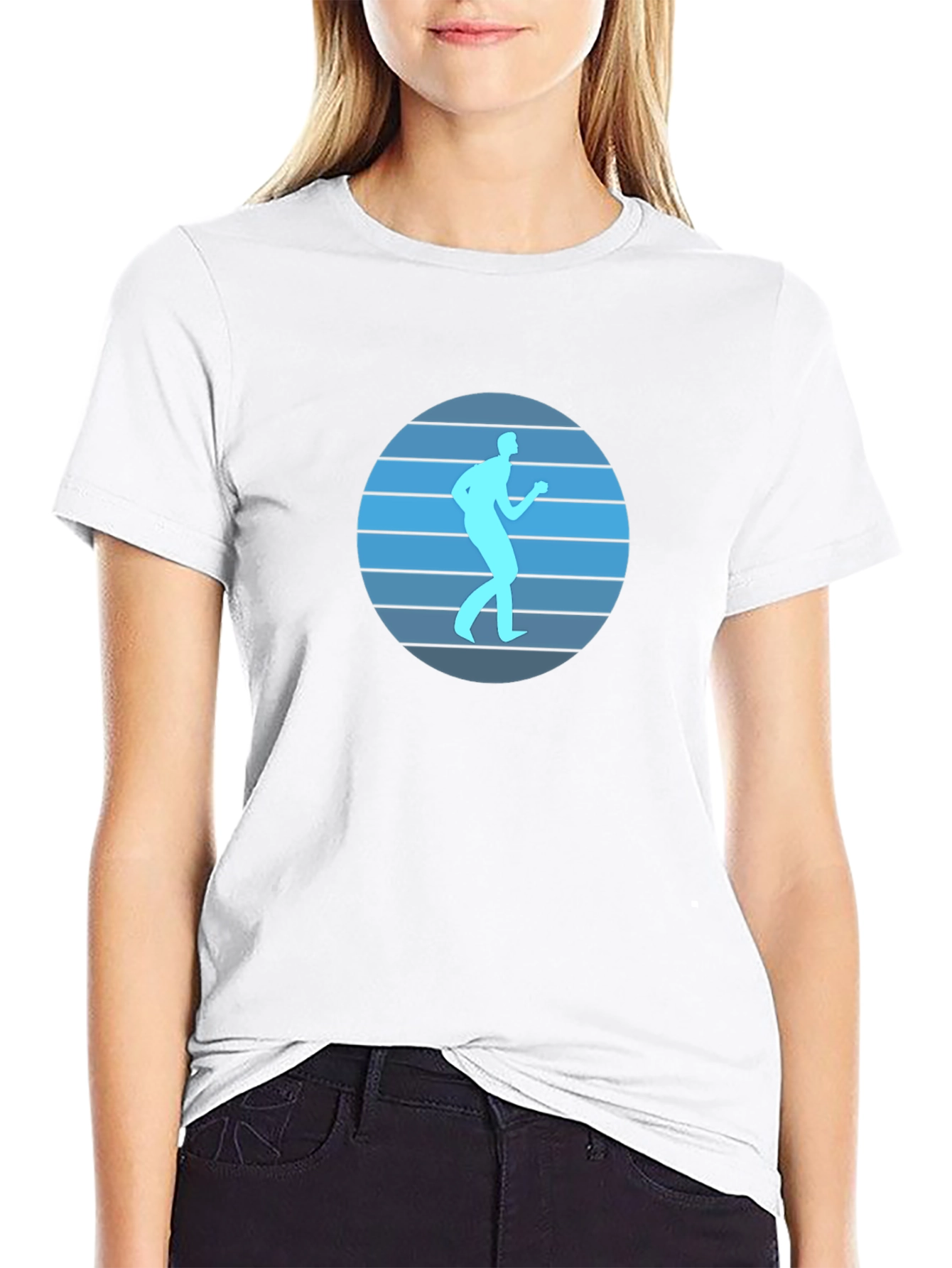 Retro Runner Graphic Tee - Black Cotton Blend Shirt