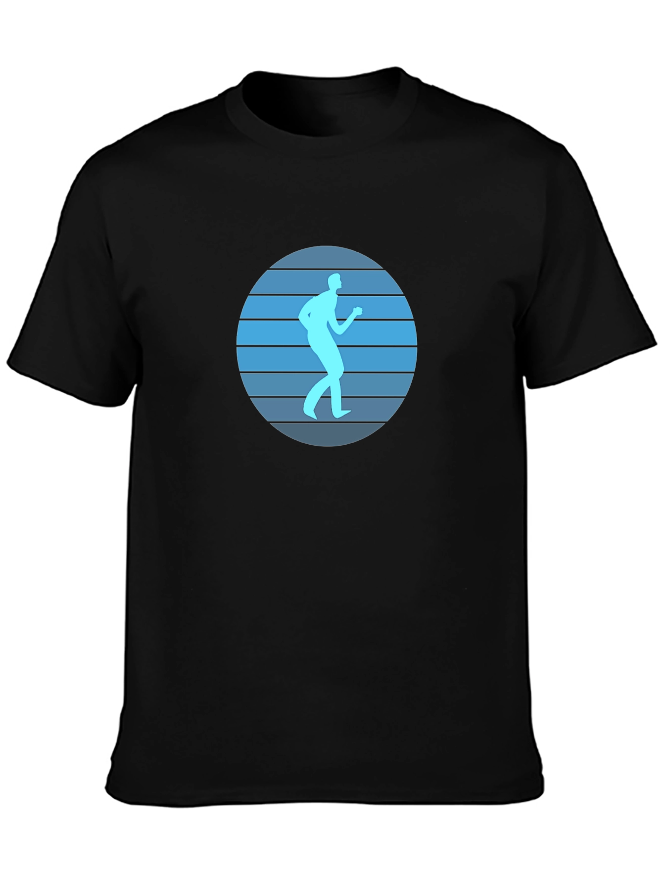 Retro Runner Graphic Tee - Black Cotton Blend Shirt
