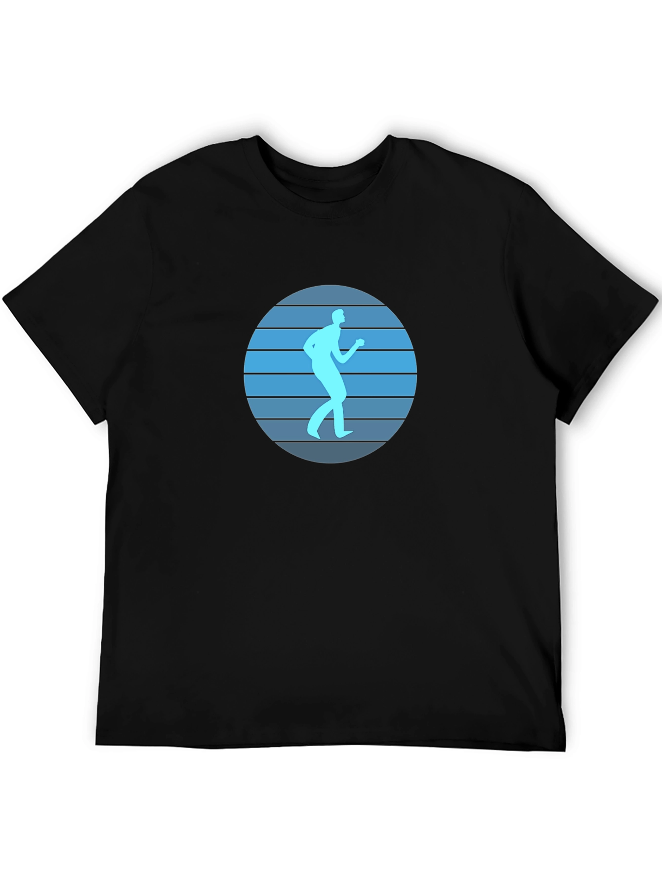 Retro Runner Graphic Tee - Black Cotton Blend Shirt