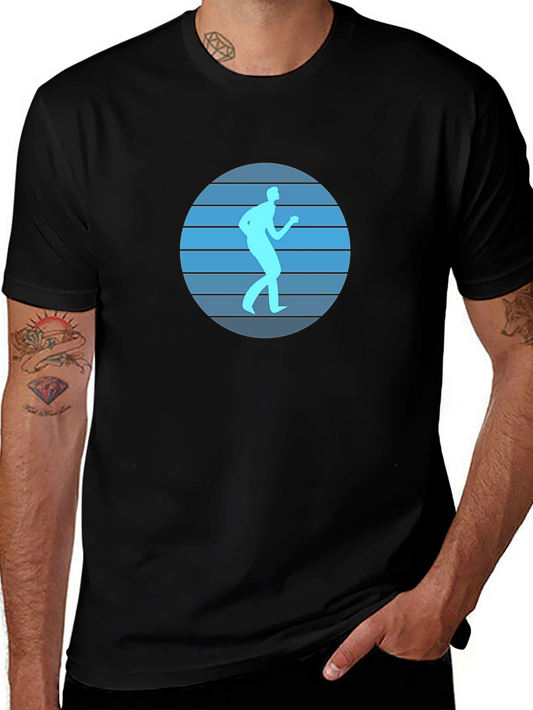 Retro Runner Graphic Tee - Black Cotton Blend Shirt