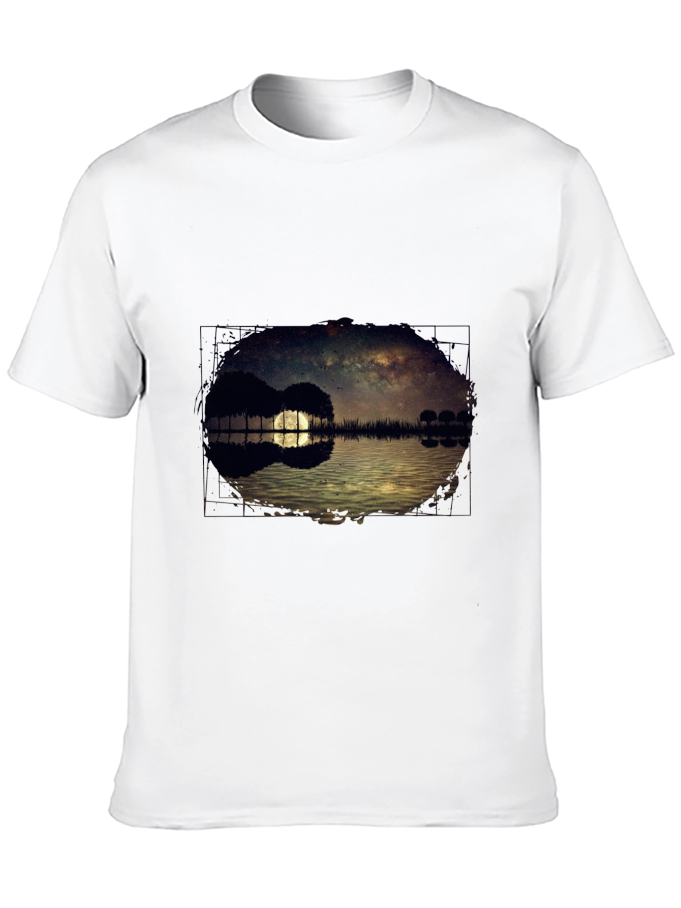 Guitar Landscape Graphic Tee - Black Cotton Casual Shirt