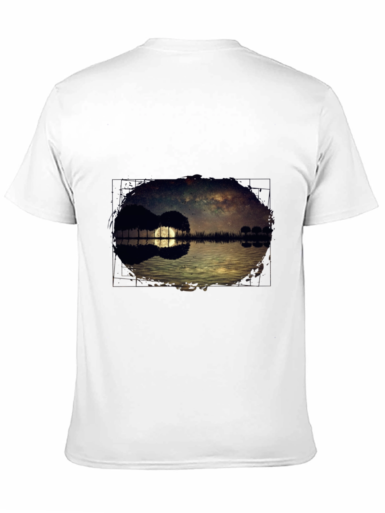 Guitar Landscape Graphic Tee - Black Cotton Casual Shirt