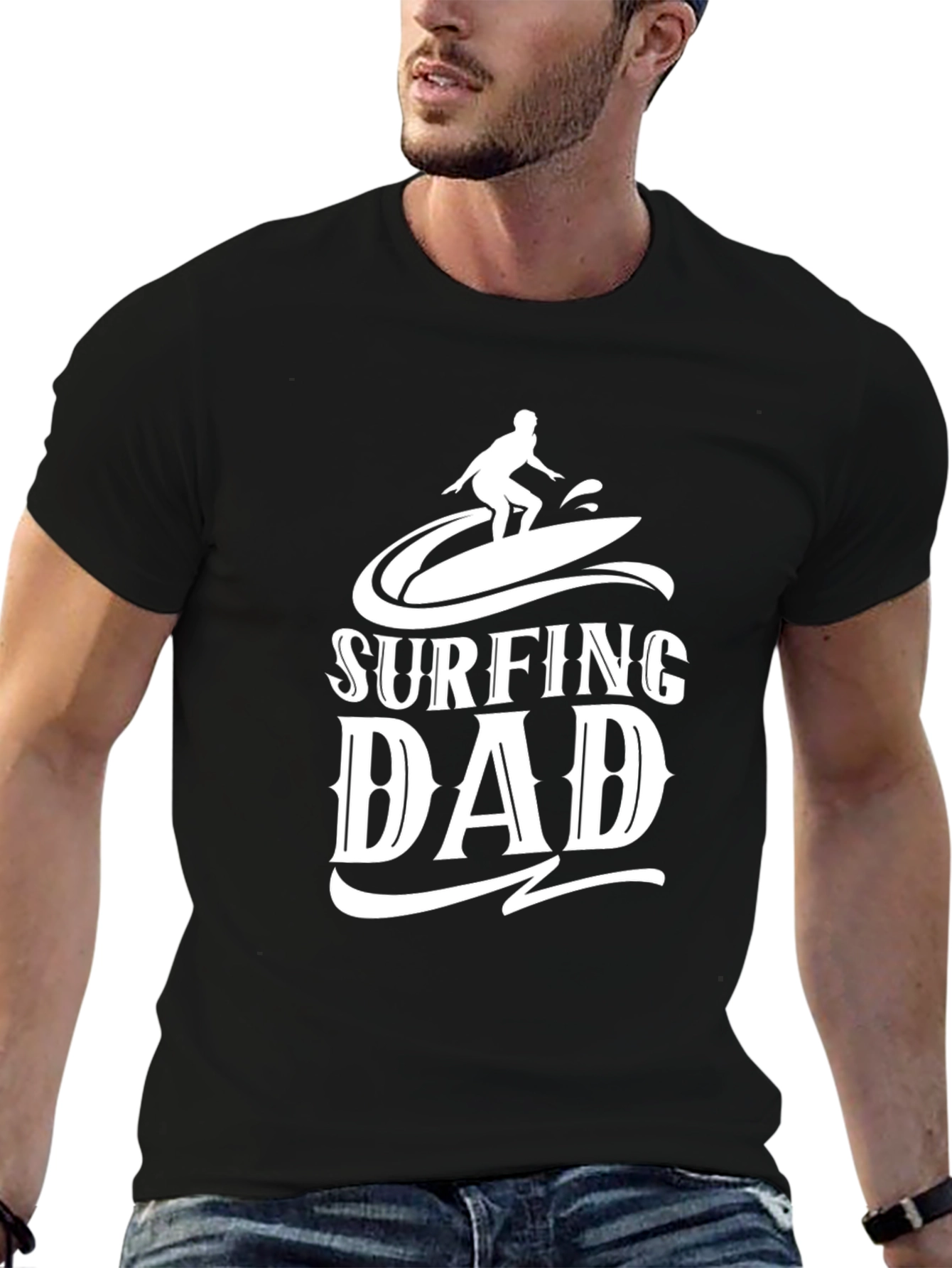 Surfing Dad Graphic T-Shirt - Cool Fathers Day Tee