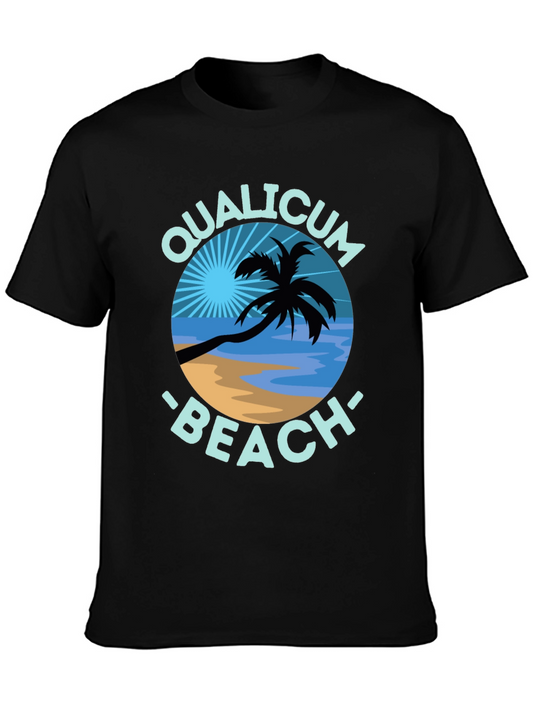 Qualicum Beach Black T-Shirt Palm Tree Graphic Tee