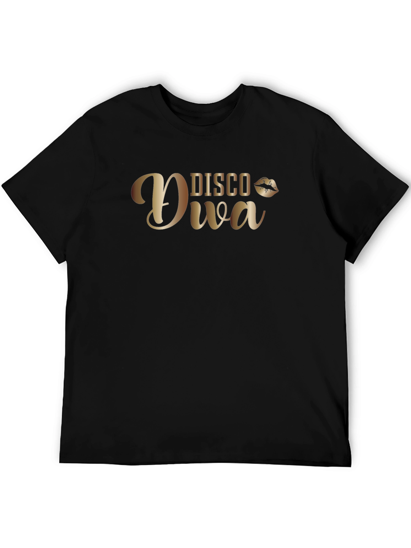 Disco Diva Black T-Shirt - Gold Lettering Stylish Tee