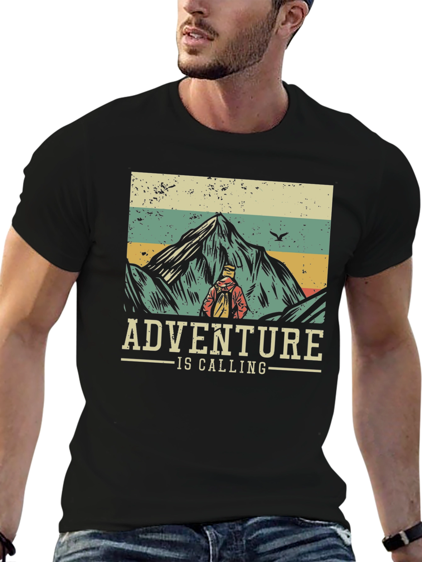 Adventure is Calling T-Shirt - Mountain Hiker Design