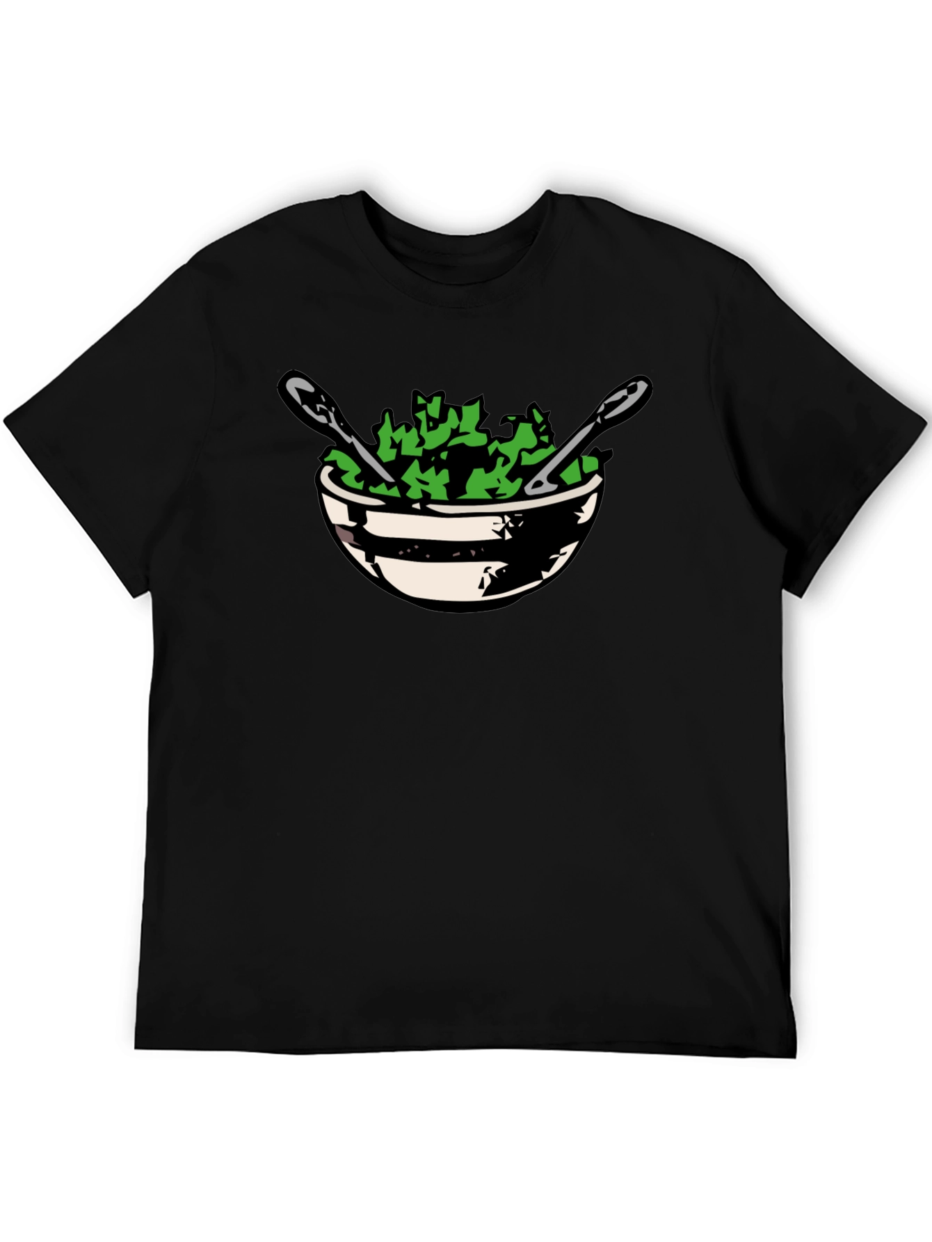 Salad Bowl Graphic Tee - Black Cotton T-Shirt