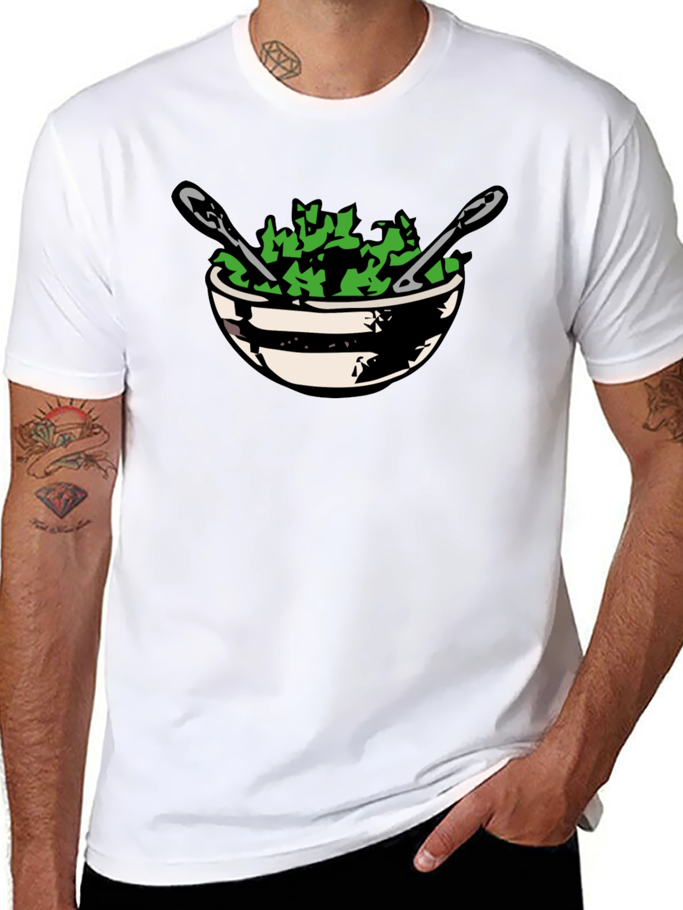 Salad Bowl Graphic Tee - Black Cotton T-Shirt